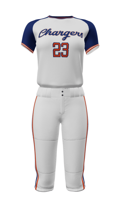 Front White Chargers Semi-Fitted Crew Neck Jersey & Knicker