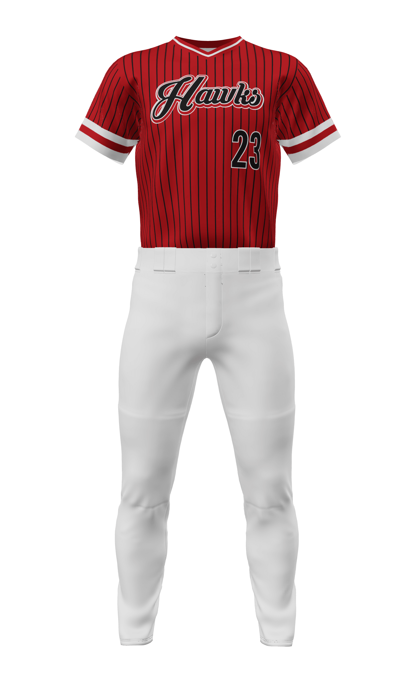 Front Red Hawks V Neck Short Sleeve Jersey & Pant