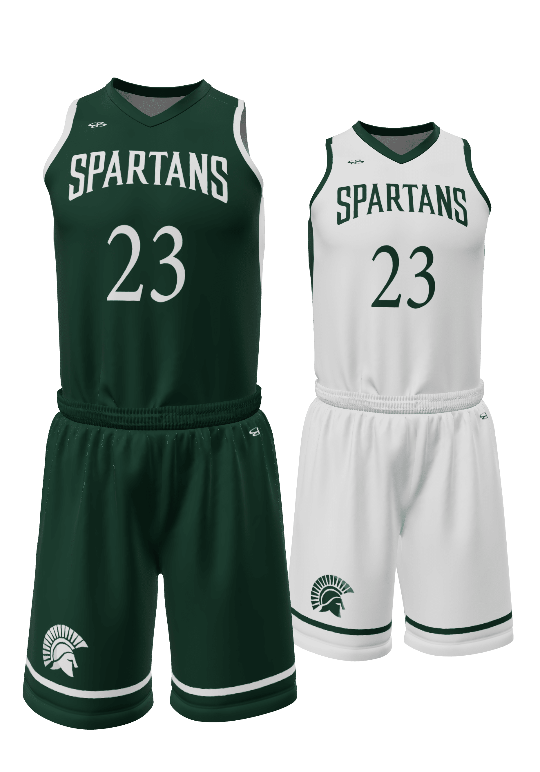 Reversible Spartans Jersey and Reversible Shorts Front View