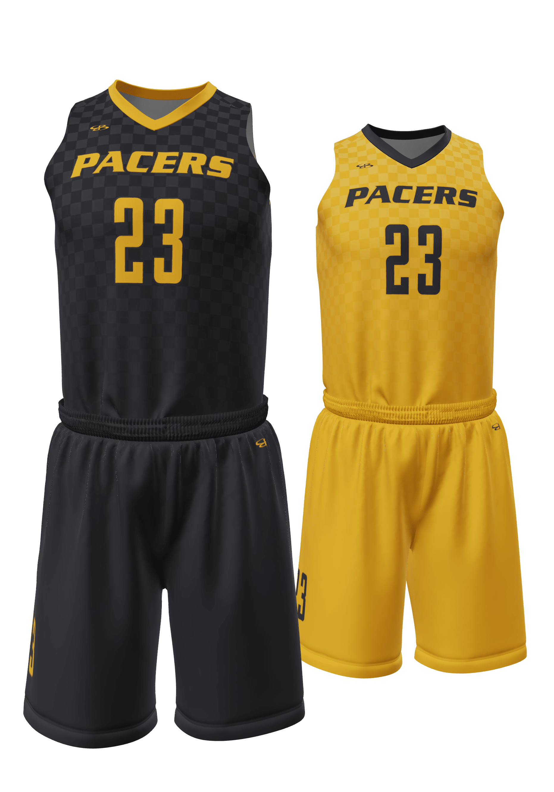 Reversible Pacers Jersey and Reversible Shorts Front View