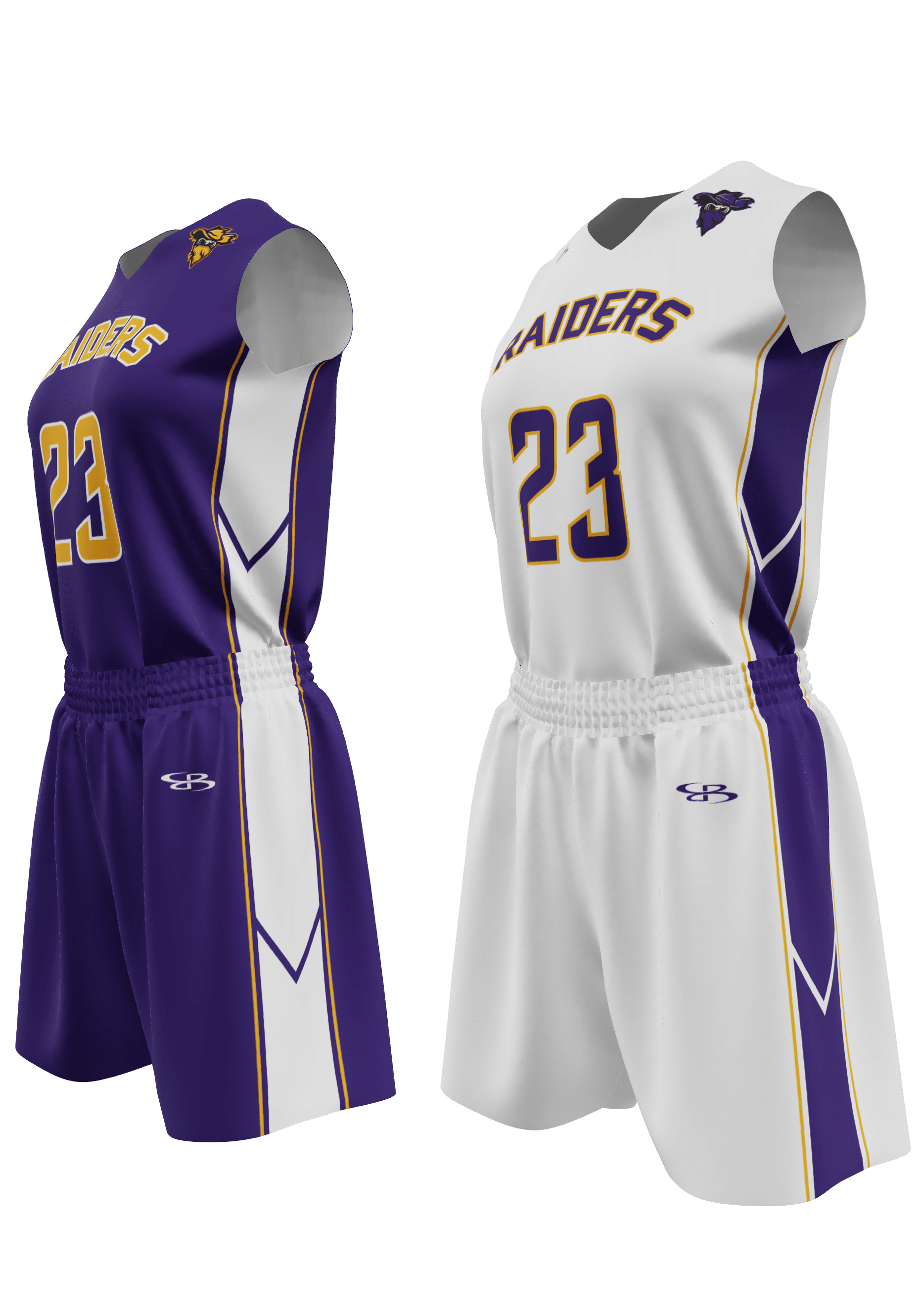 Reversible Raiders Jersey and Reversible Shorts 3/4 View Left
