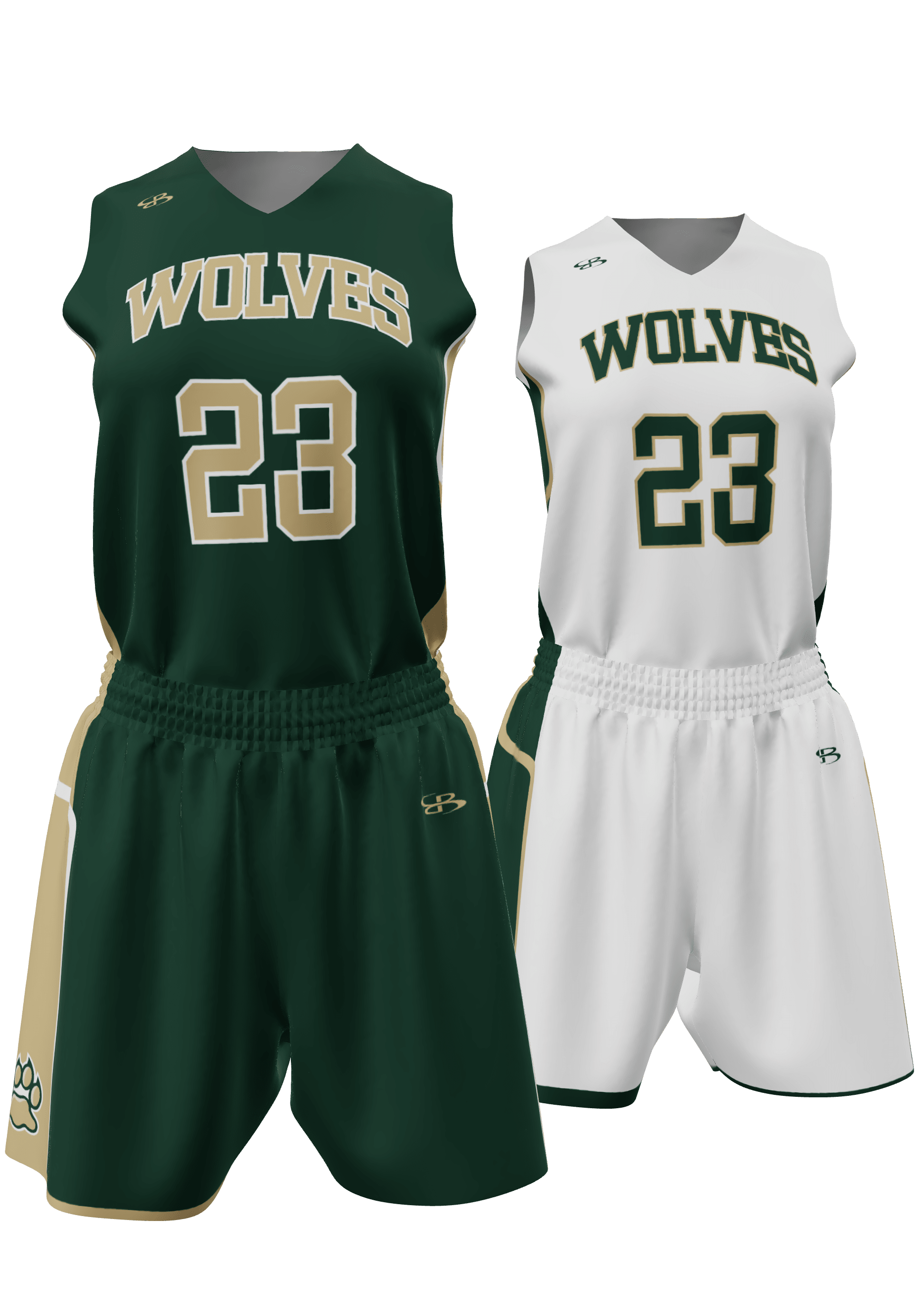 Reversible Wolves Jersey and Reversible Shorts Front View