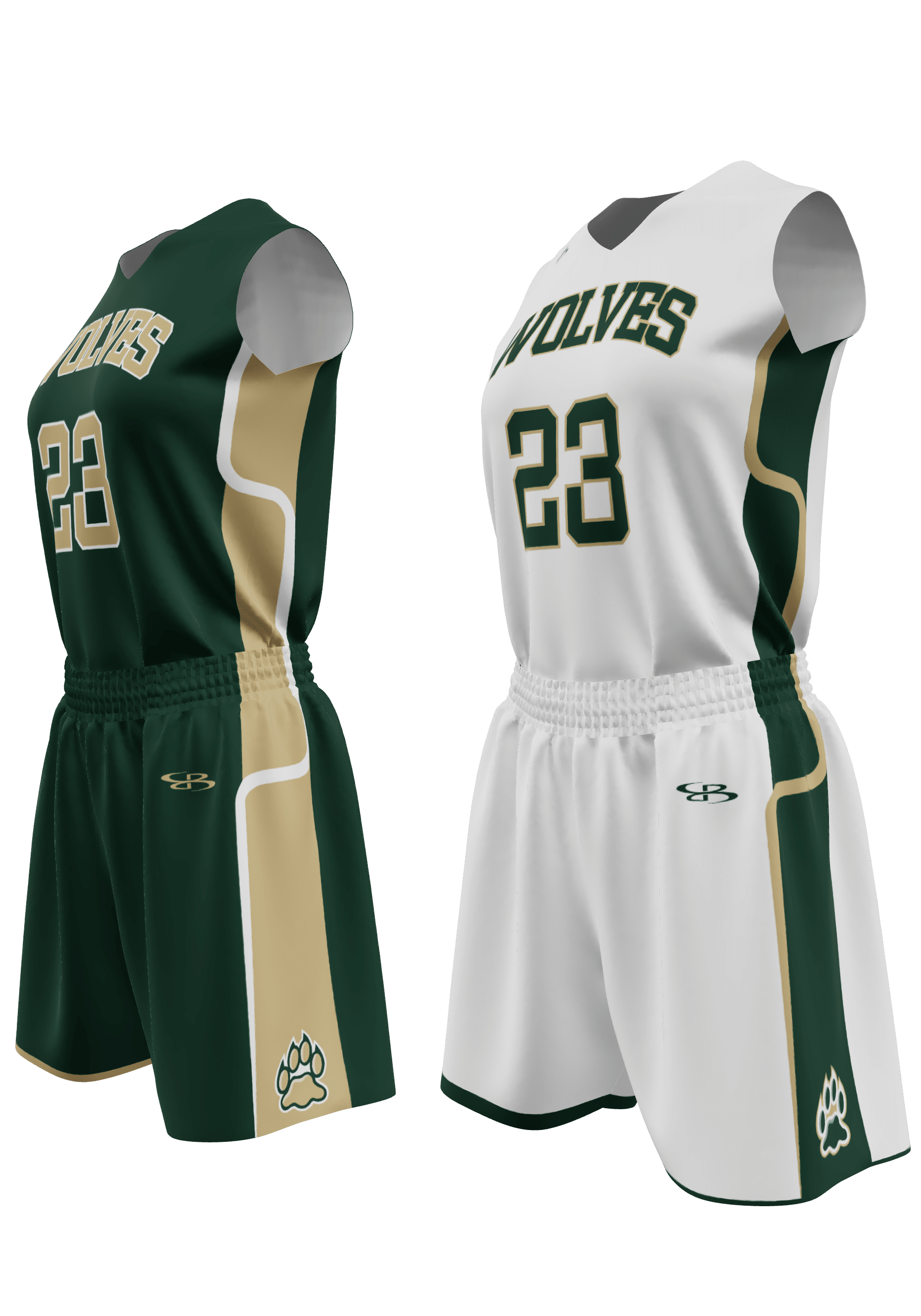 Reversible Wolves Jersey and Reversible Shorts 3/4 View Left