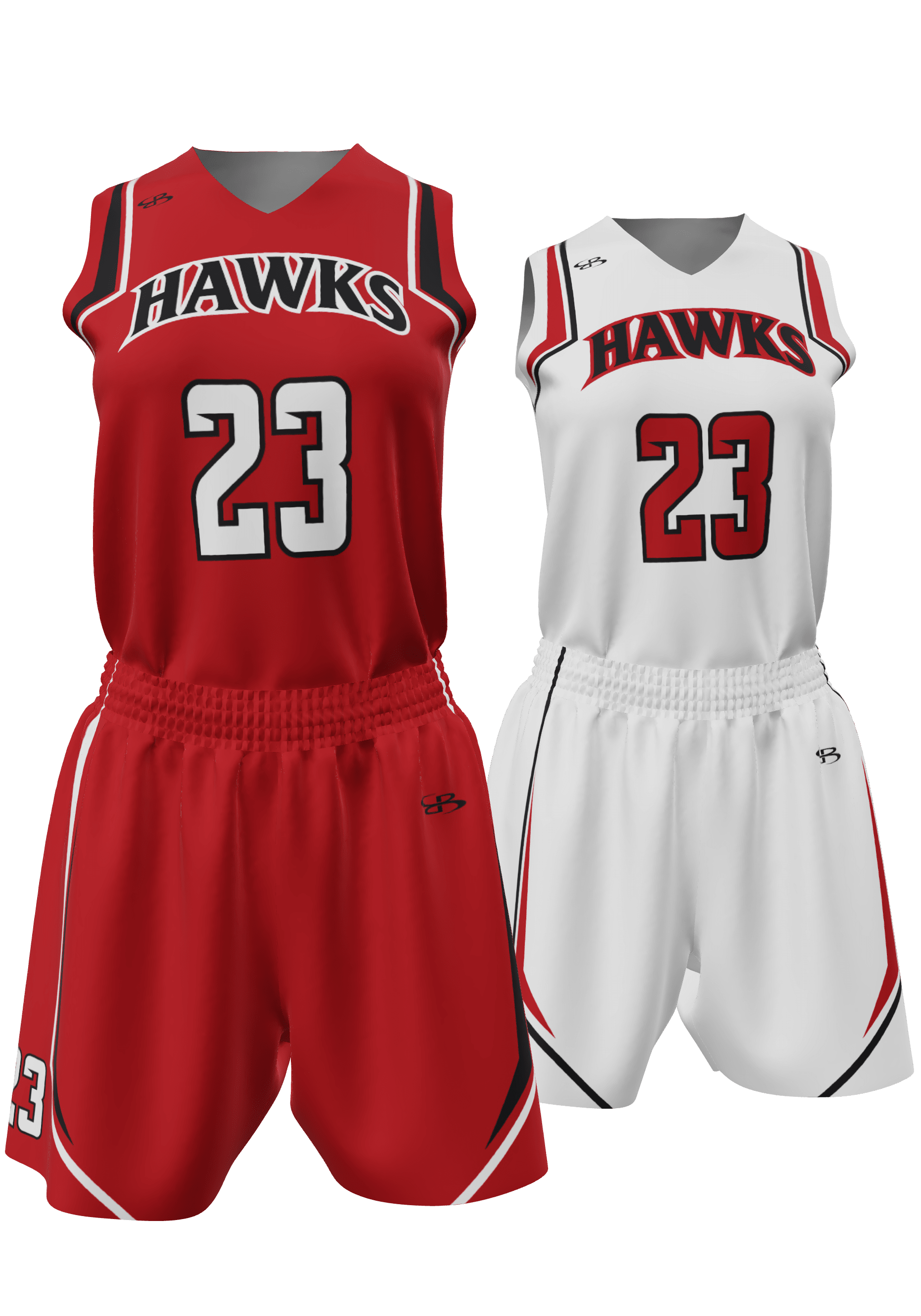 Reversible Hawks Jersey and Reversible Shorts Front View