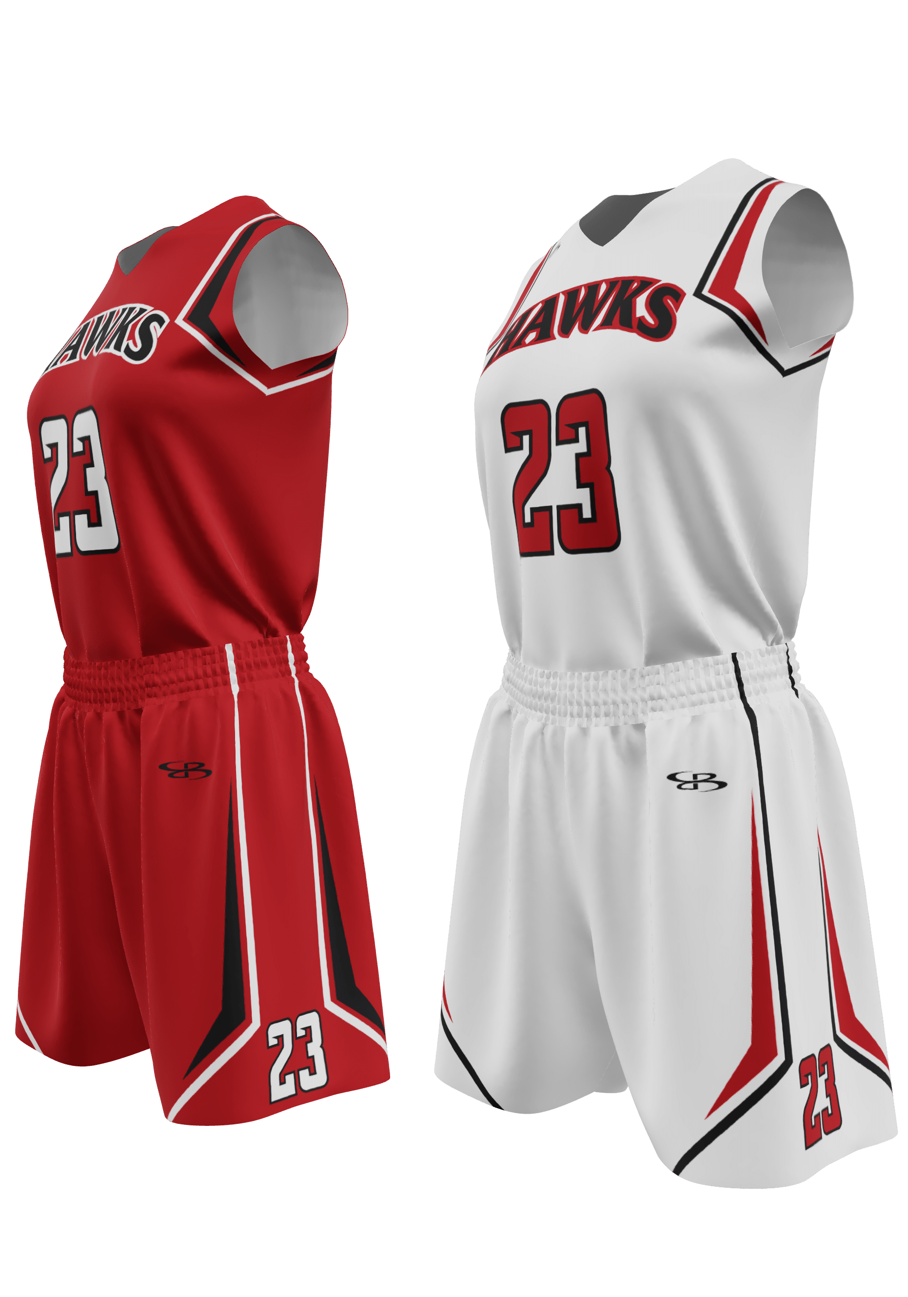 Reversible Hawks Jersey and Reversible Shorts 3/4 View Left