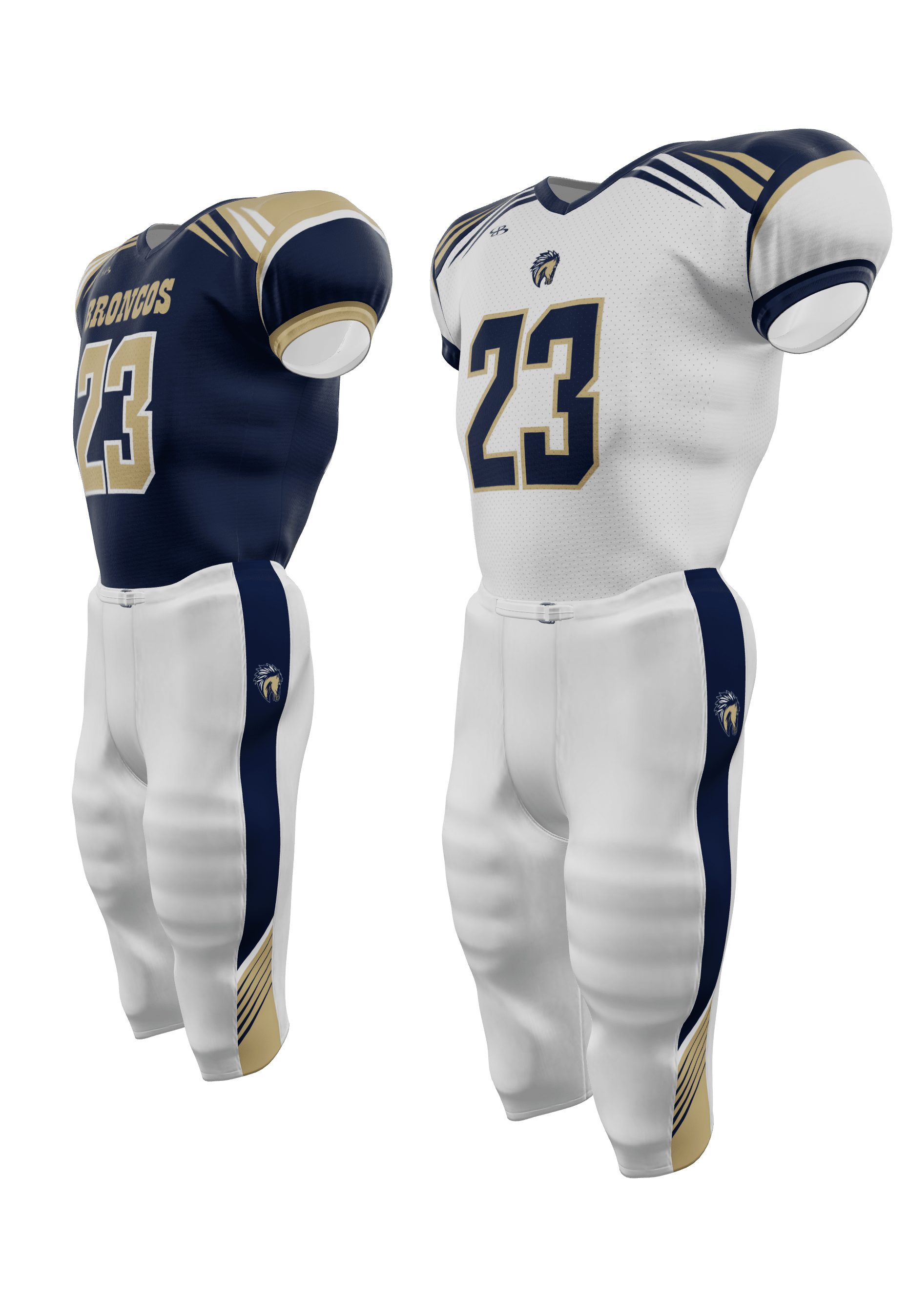Broncos Reversible Mesh Jersey and 200 Series Integrated Pants 3/4 View Left