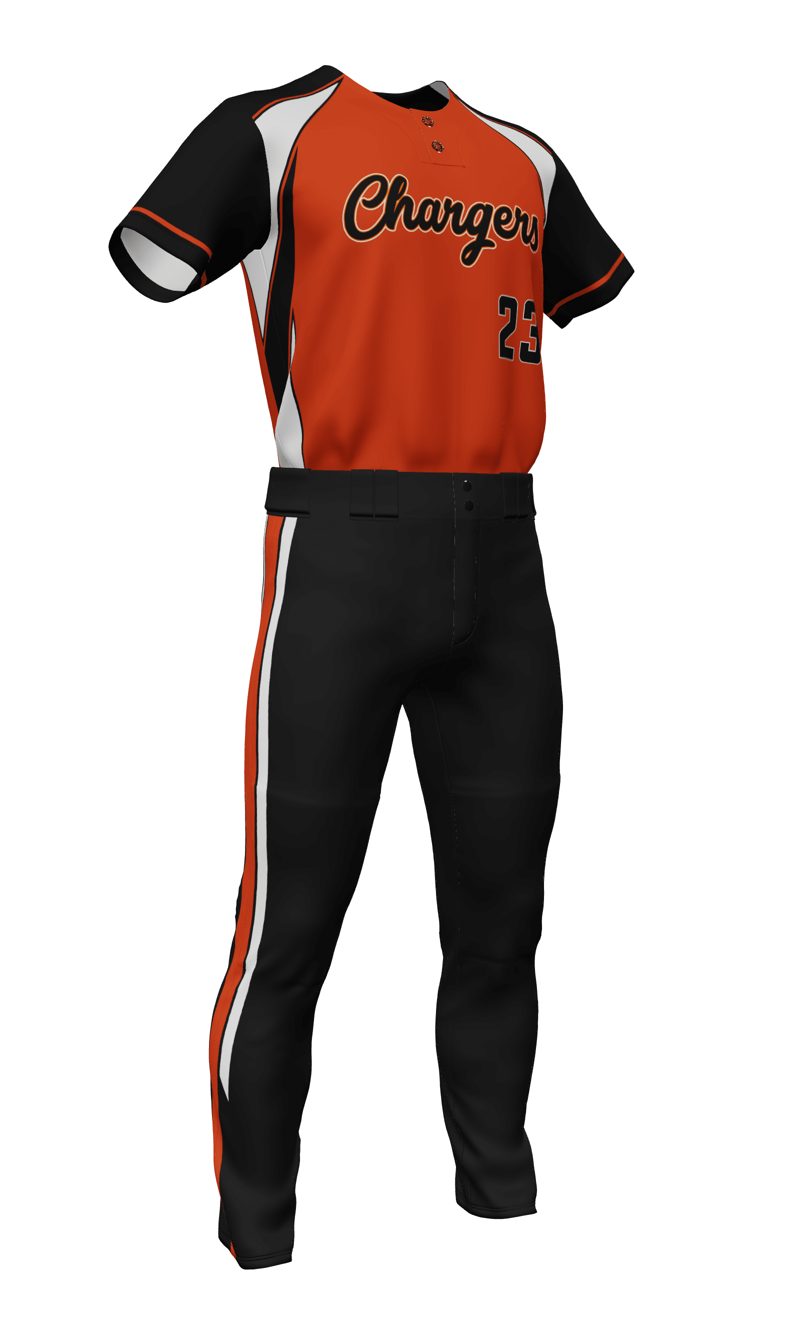 Orange Chargers 2 Button Short Sleeve Jersey & Pant