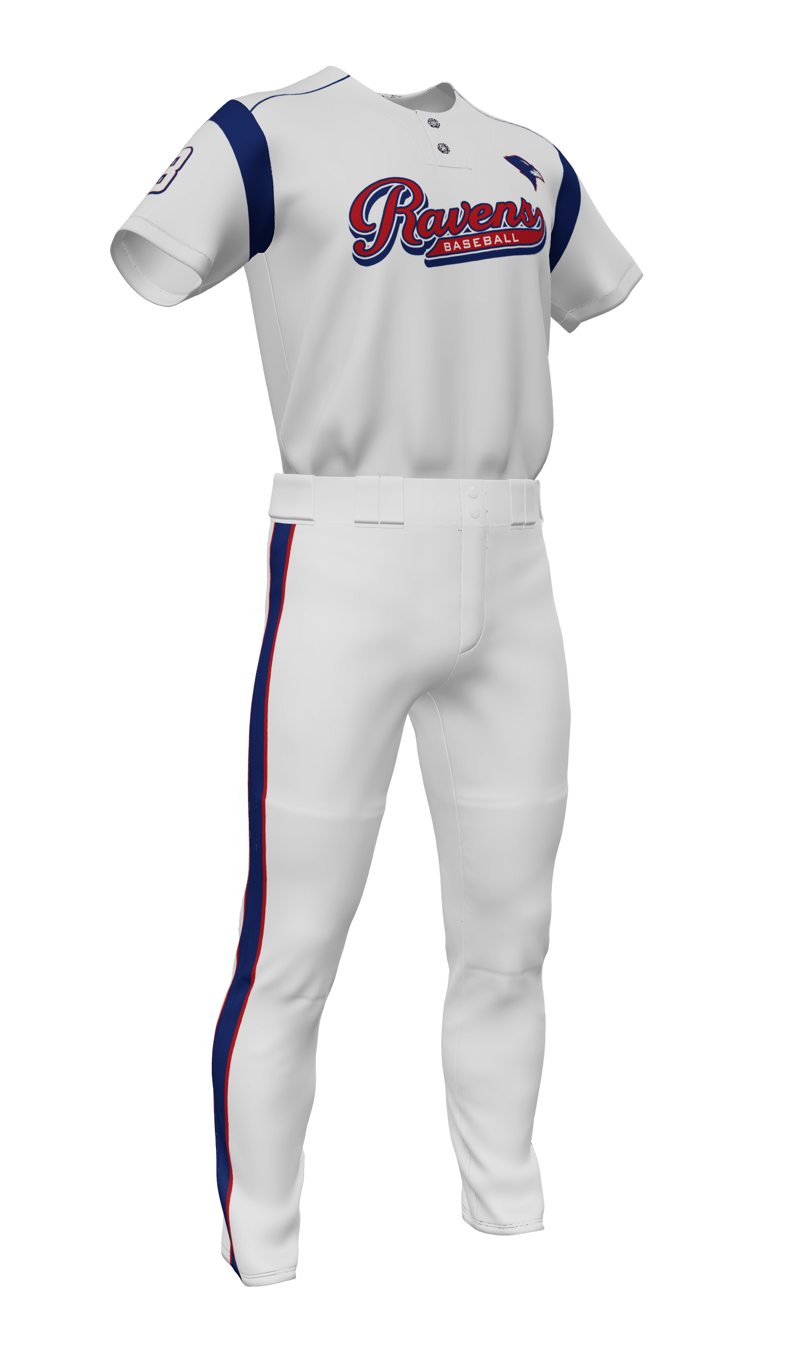 White Ravens 2 Button Short Sleeve Jersey & Pant