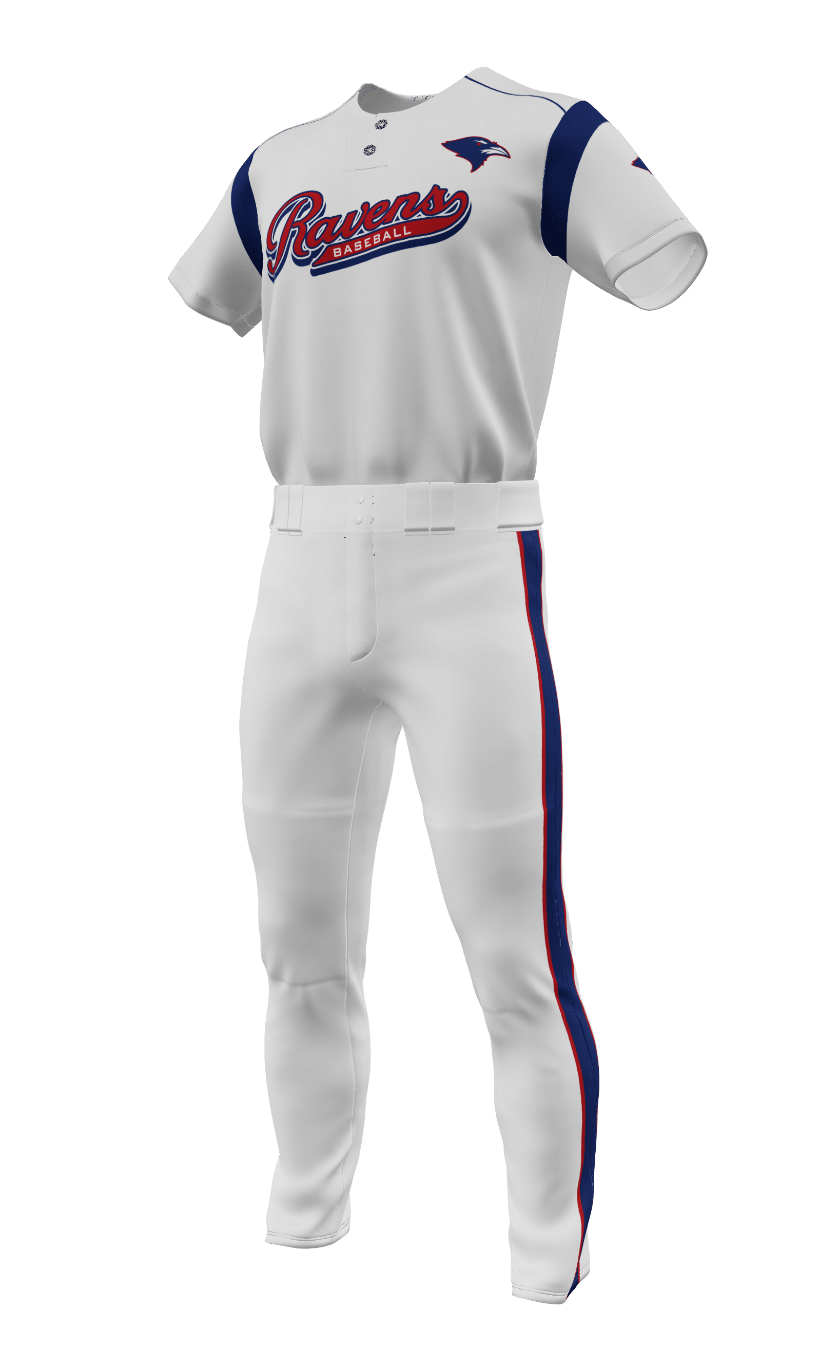 Left White Ravens 2 Button Short Sleeve Jersey & Pant