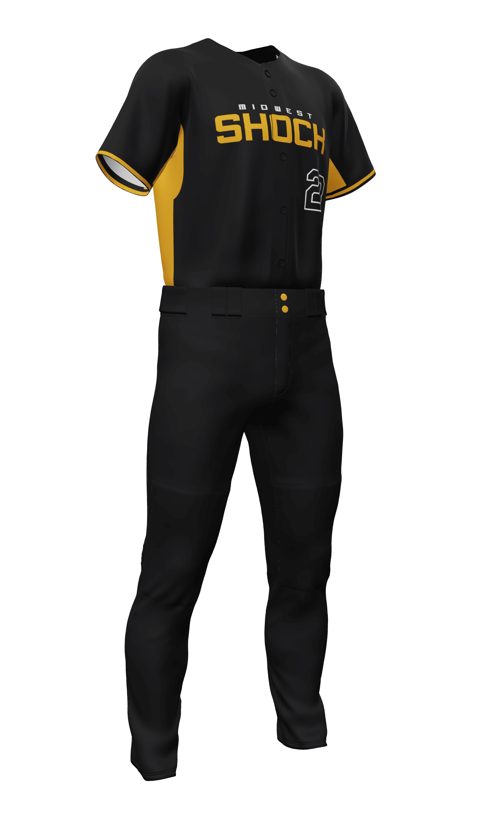 Black Shock Full Button Short Sleeve Jersey & Pant