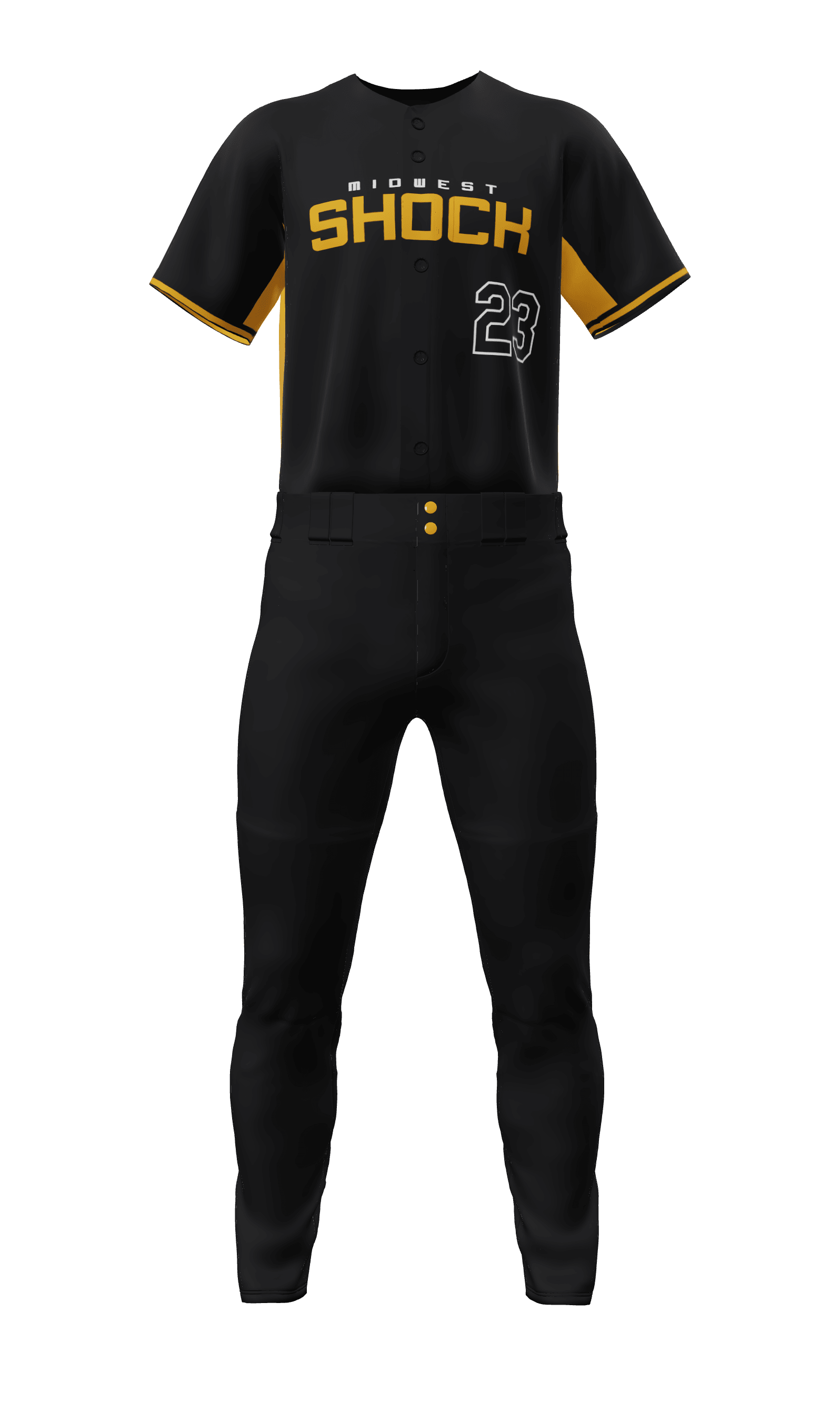 Front Black Shock Full Button Short Sleeve Jersey & Pant