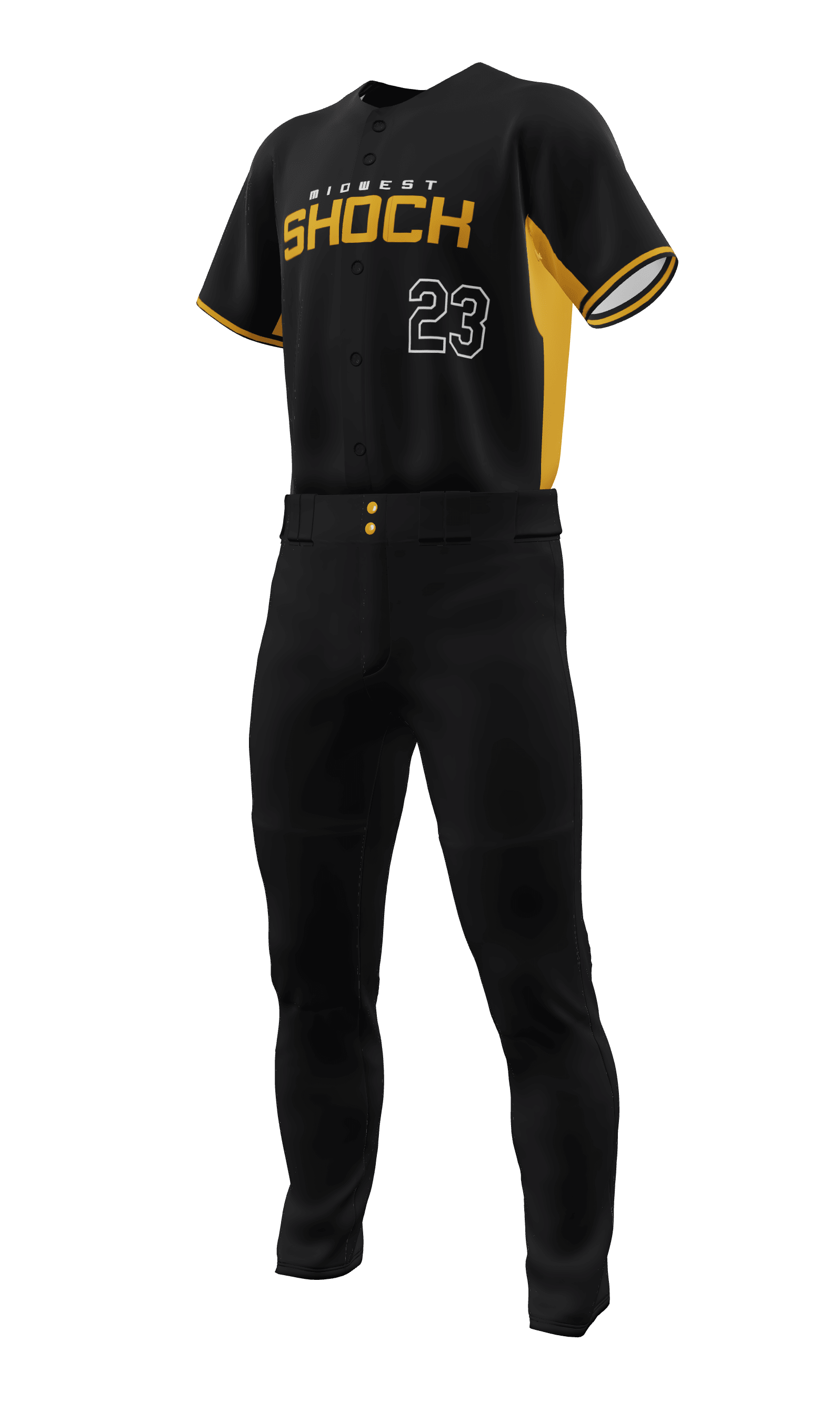 Left Black Shock Full Button Short Sleeve Jersey & Pant