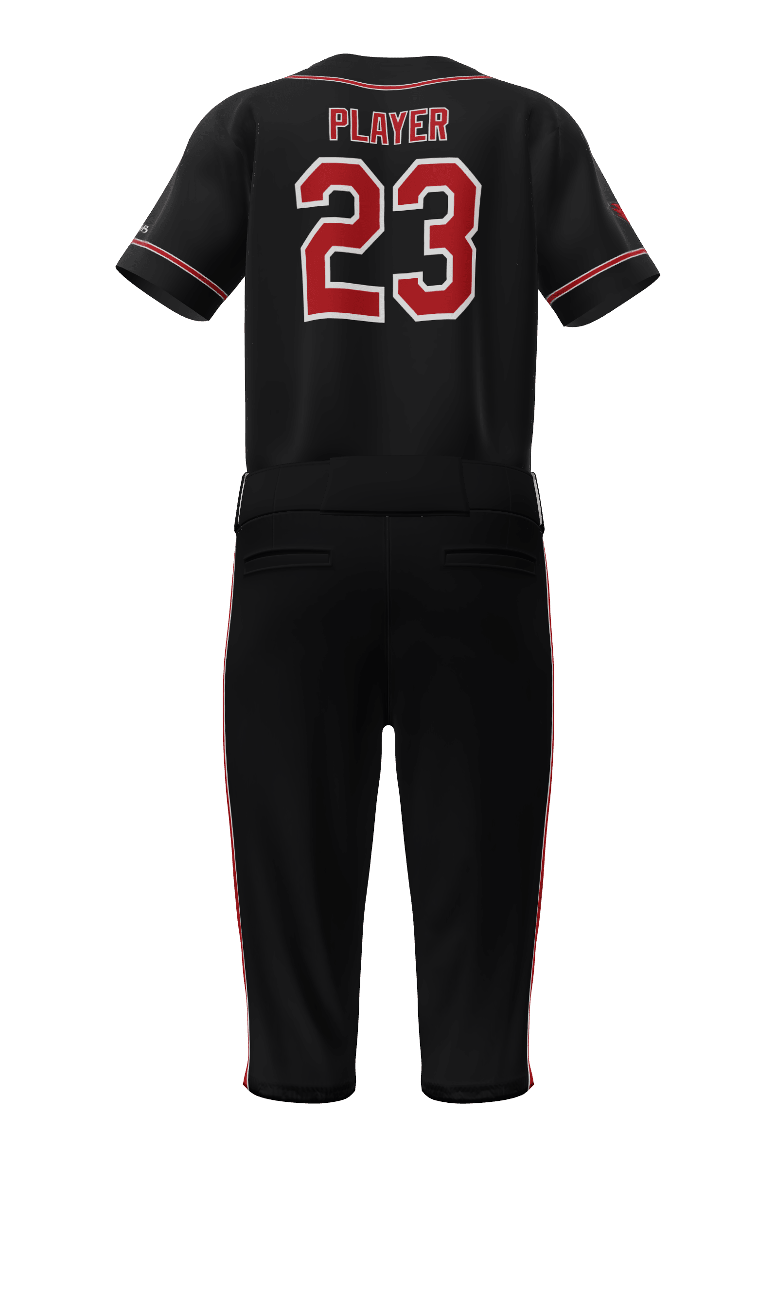 Back Black Hawks Full Button Short Sleeve Jersey & Knicker