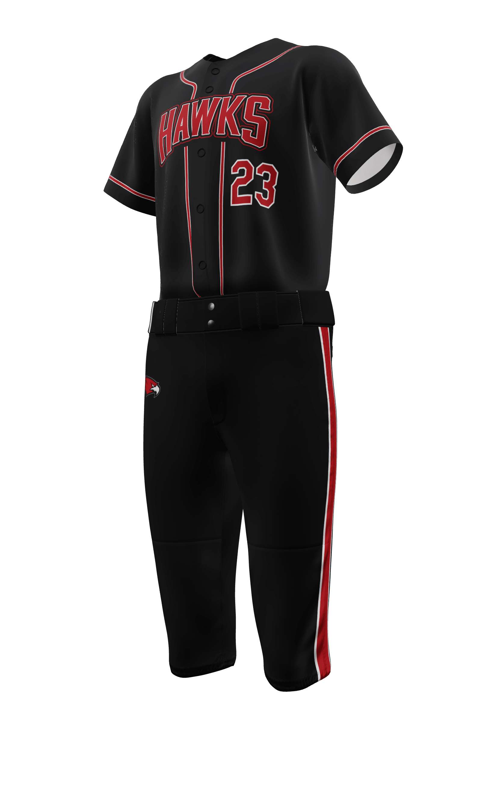 Left Black Hawks Full Button Short Sleeve Jersey & Knicker