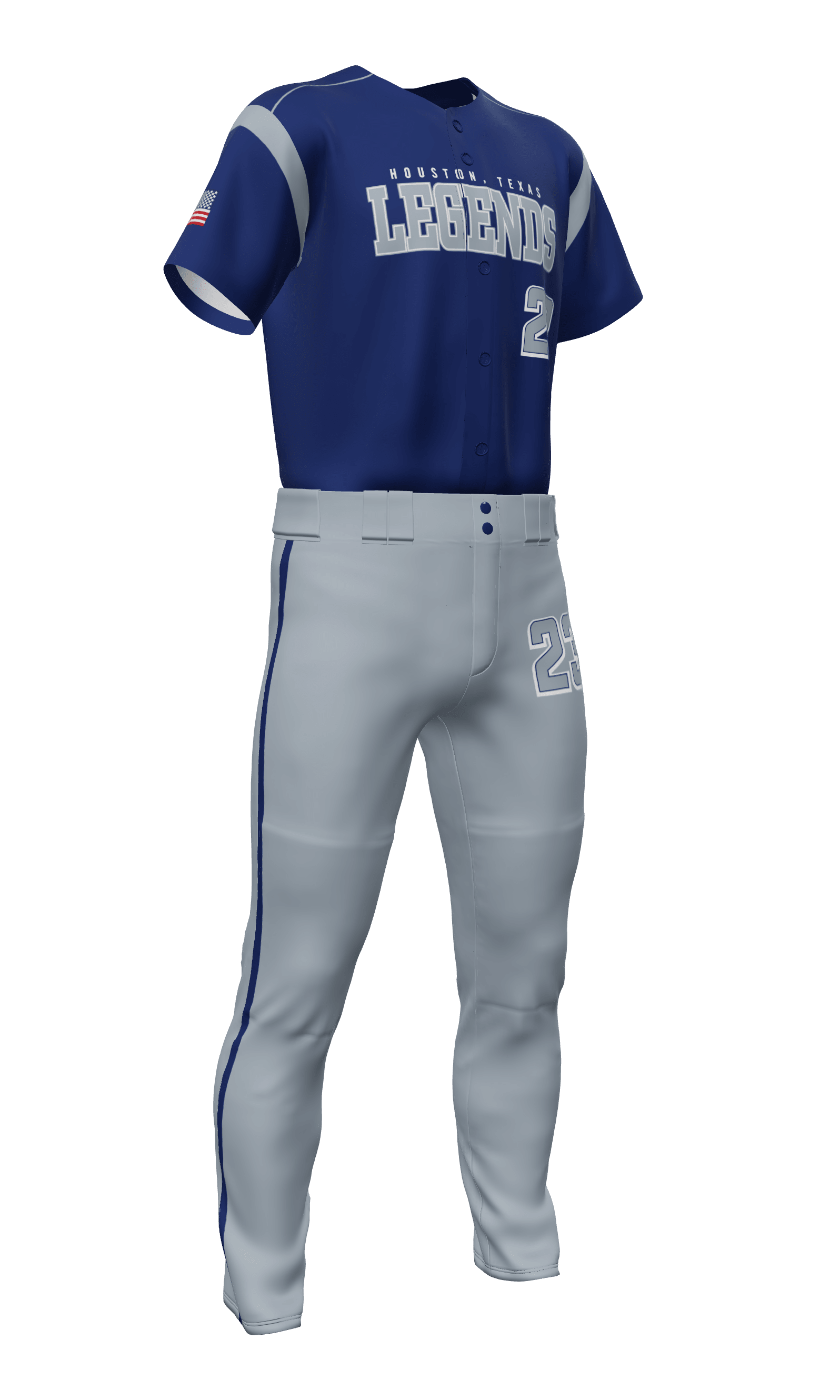Blue Legends Full Button Short Sleeve Jersey & Pant