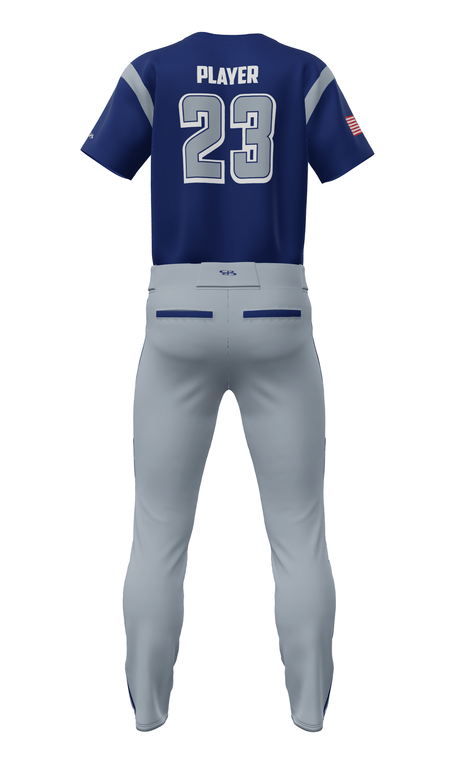 Back Blue Legends Full Button Short Sleeve Jersey & Pant