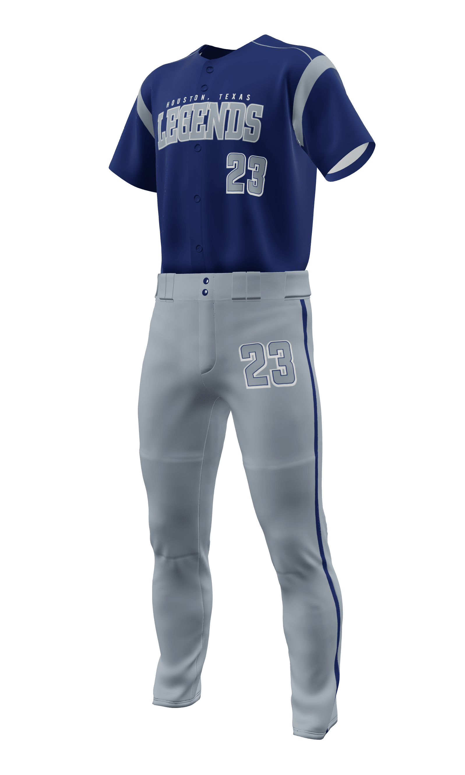 Left Blue Legends Full Button Short Sleeve Jersey & Pant