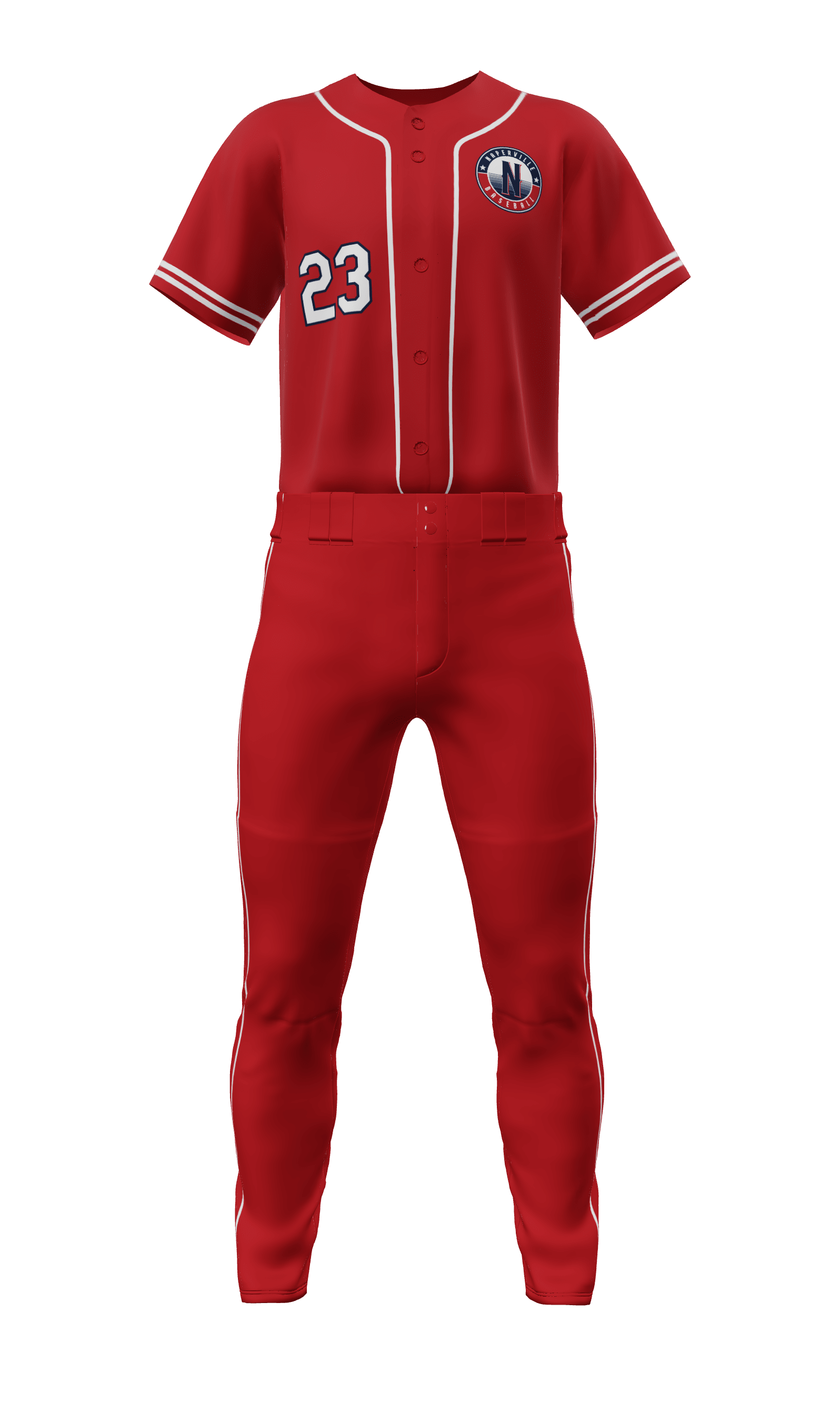 Front Red Nationals Full Button Short Sleeve Jersey & Pant