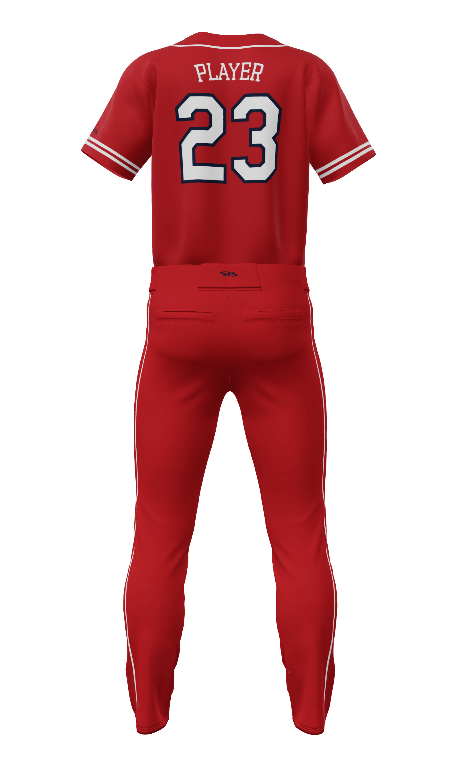 Back Red Nationals Full Button Short Sleeve Jersey & Pant