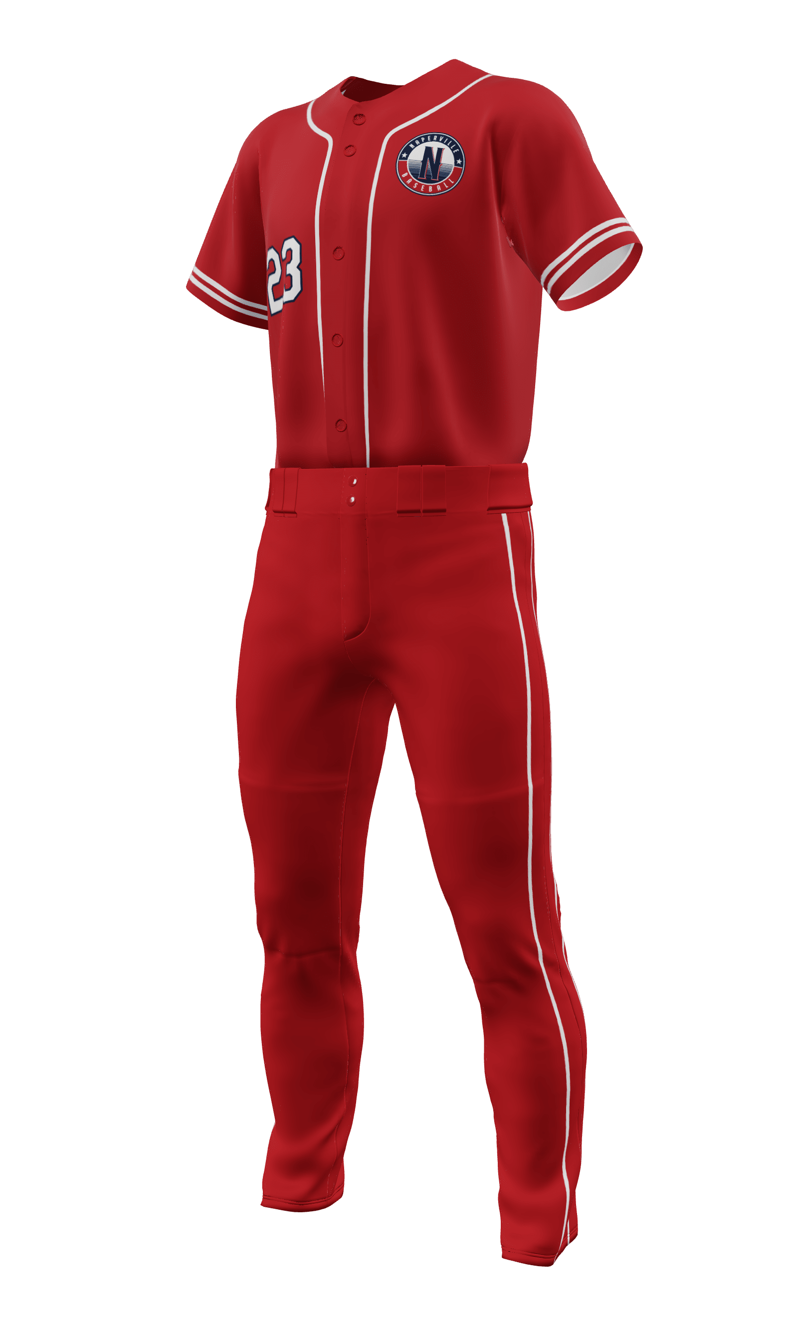 Left Red Nationals Full Button Short Sleeve Jersey & Pant