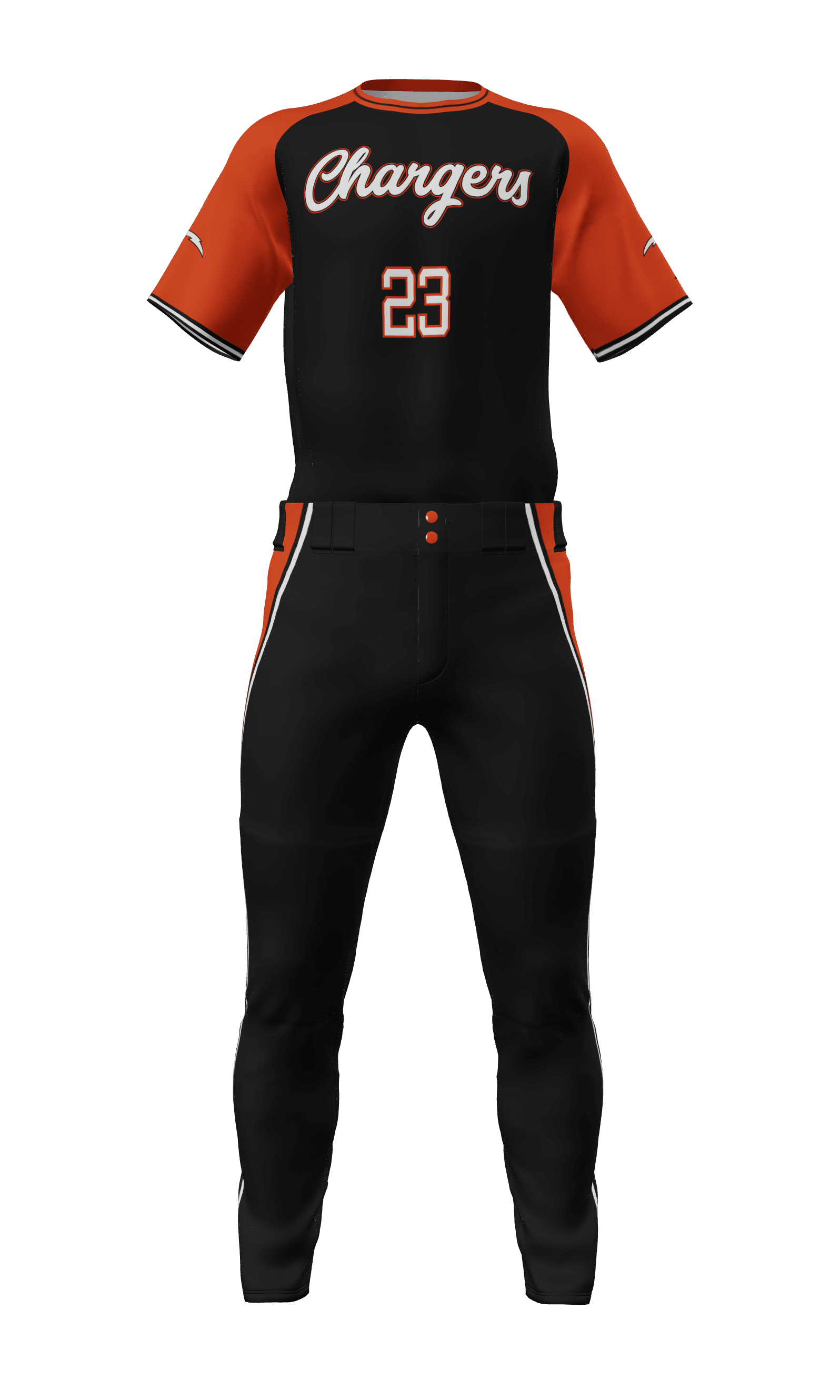 Front Black Chargers Short Sleeve Jersey & Pant