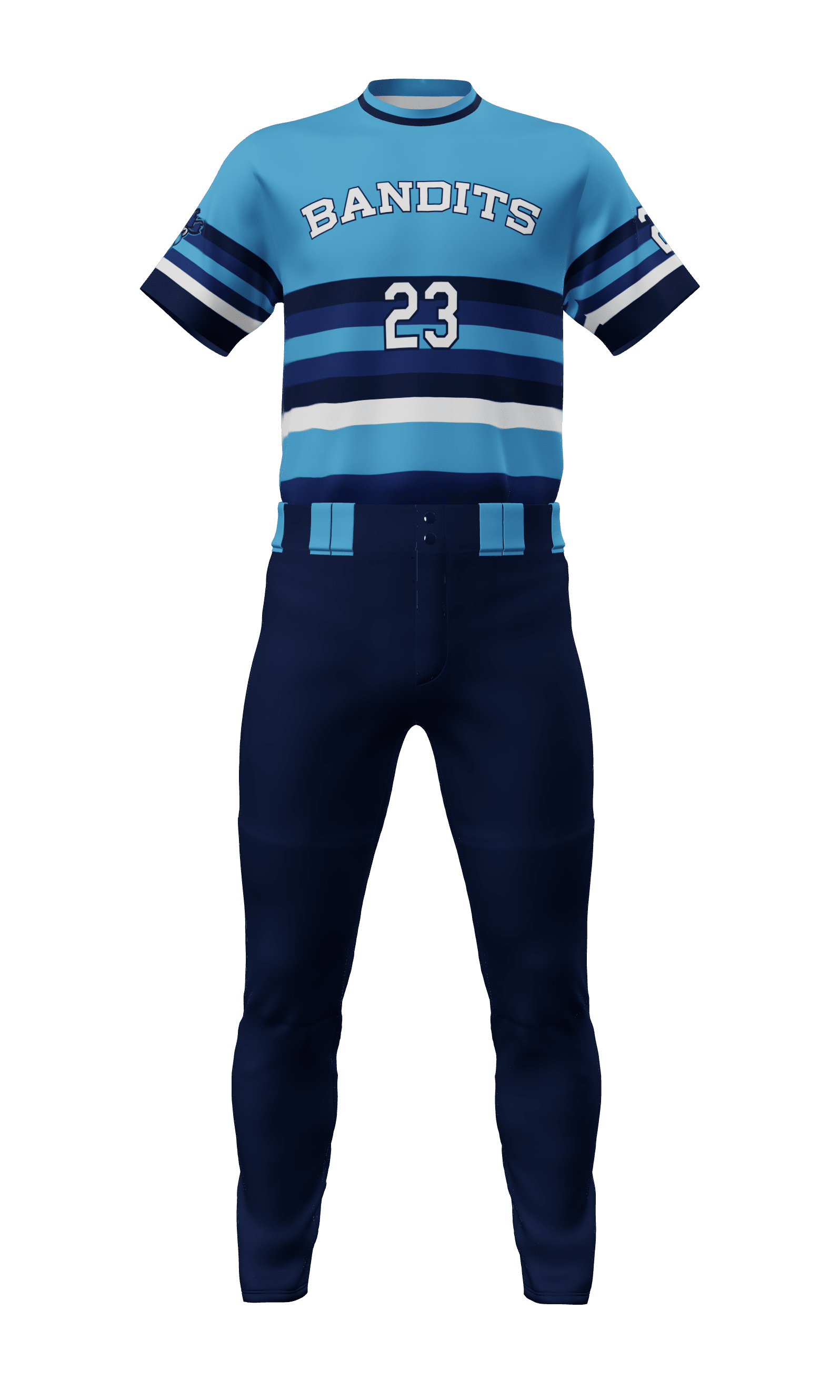 Front Blue Bandits Short Sleeve Jersey & Pant