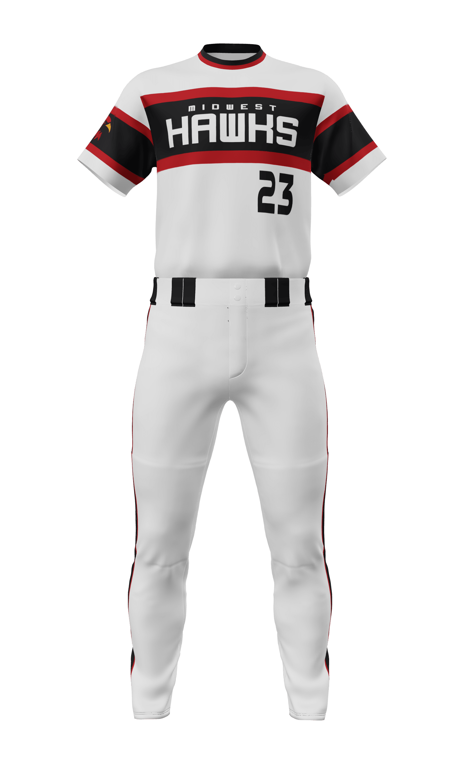 Front White Hawks Short Sleeve Jersey & Pant