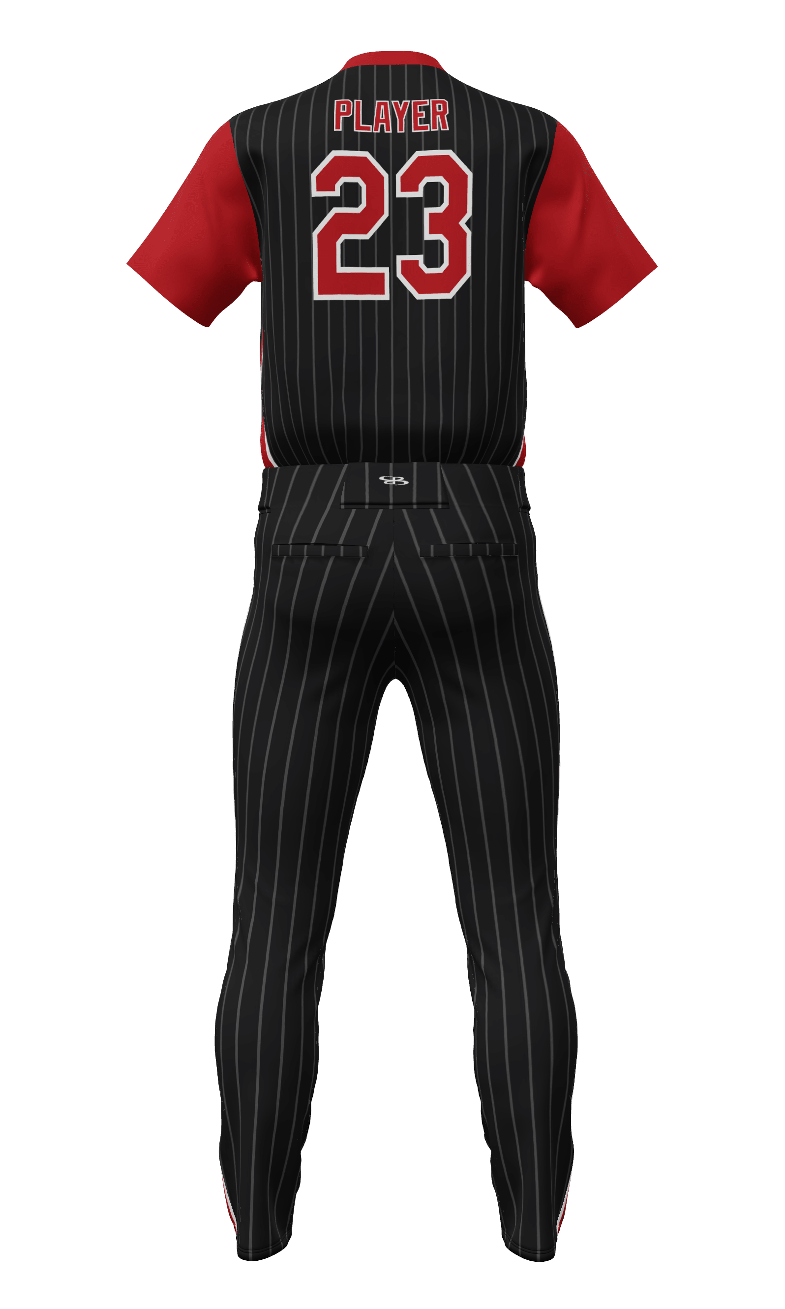 red baseball uniform