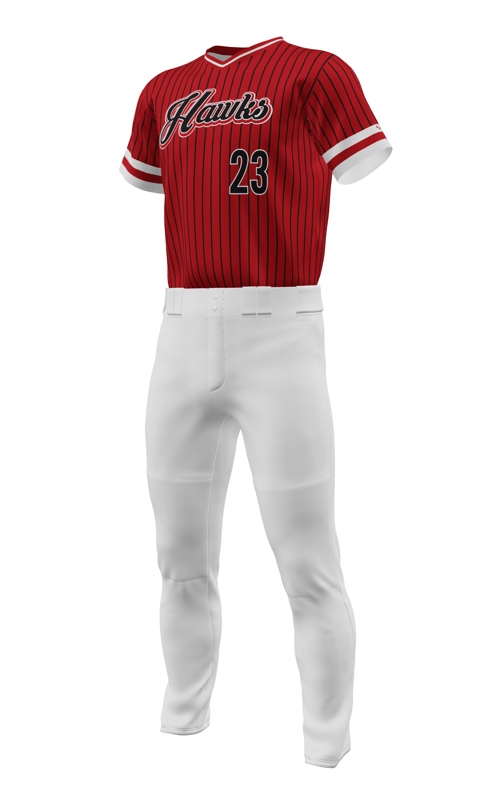 Left Red Hawks V Neck Short Sleeve Jersey & Pant