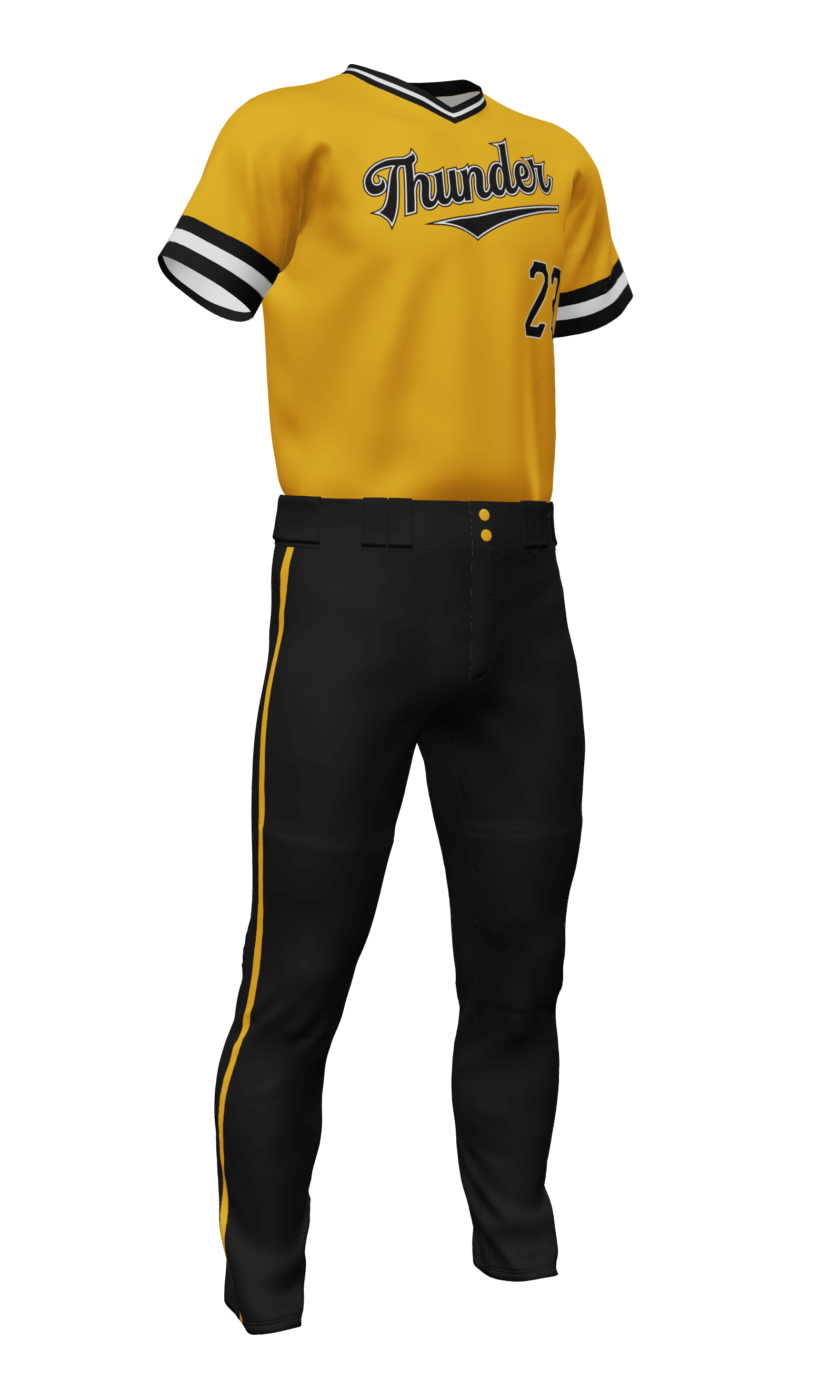 Yellow Thunder V Neck Short Sleeve Jersey & Pant