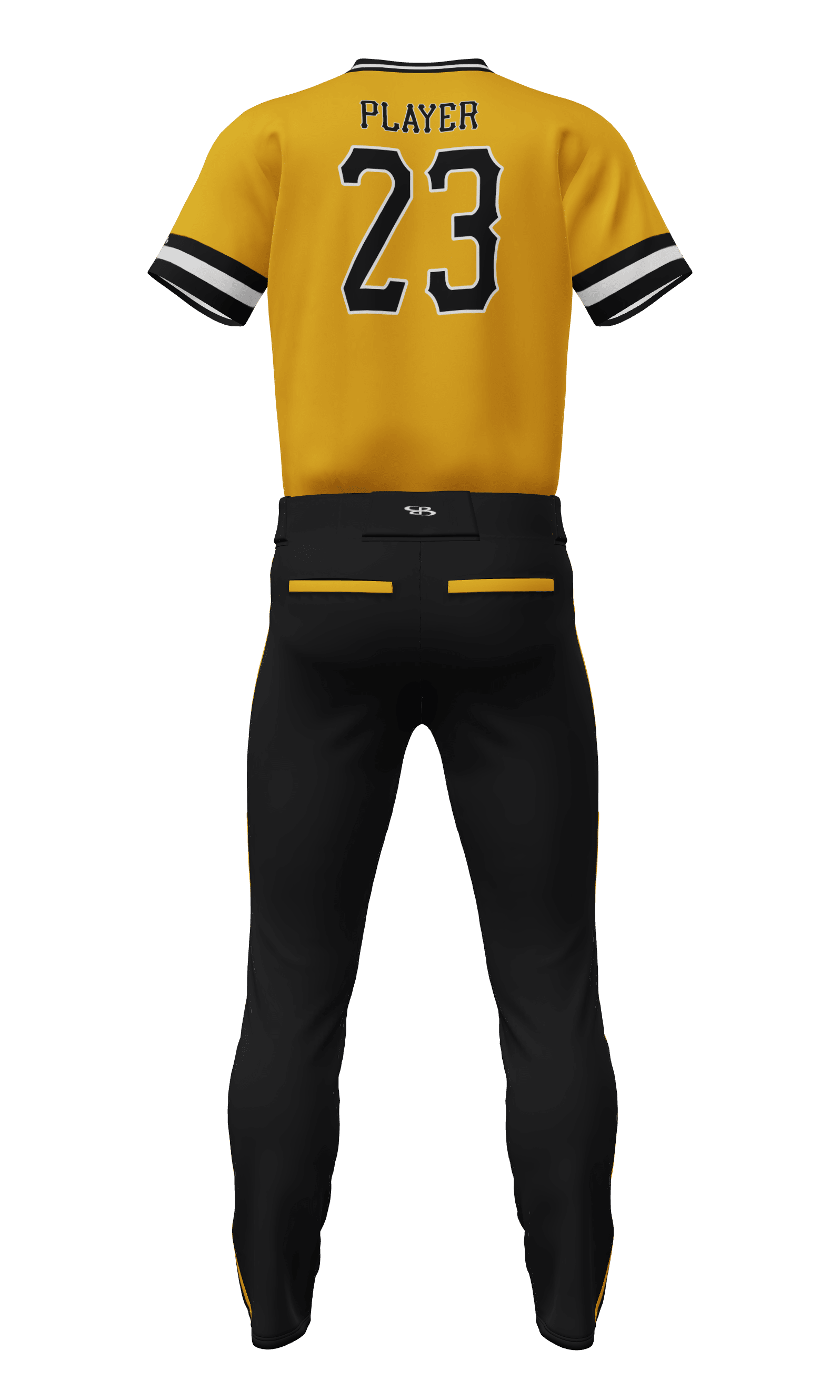 Back Yellow Thunder V Neck Short Sleeve Jersey & Pant