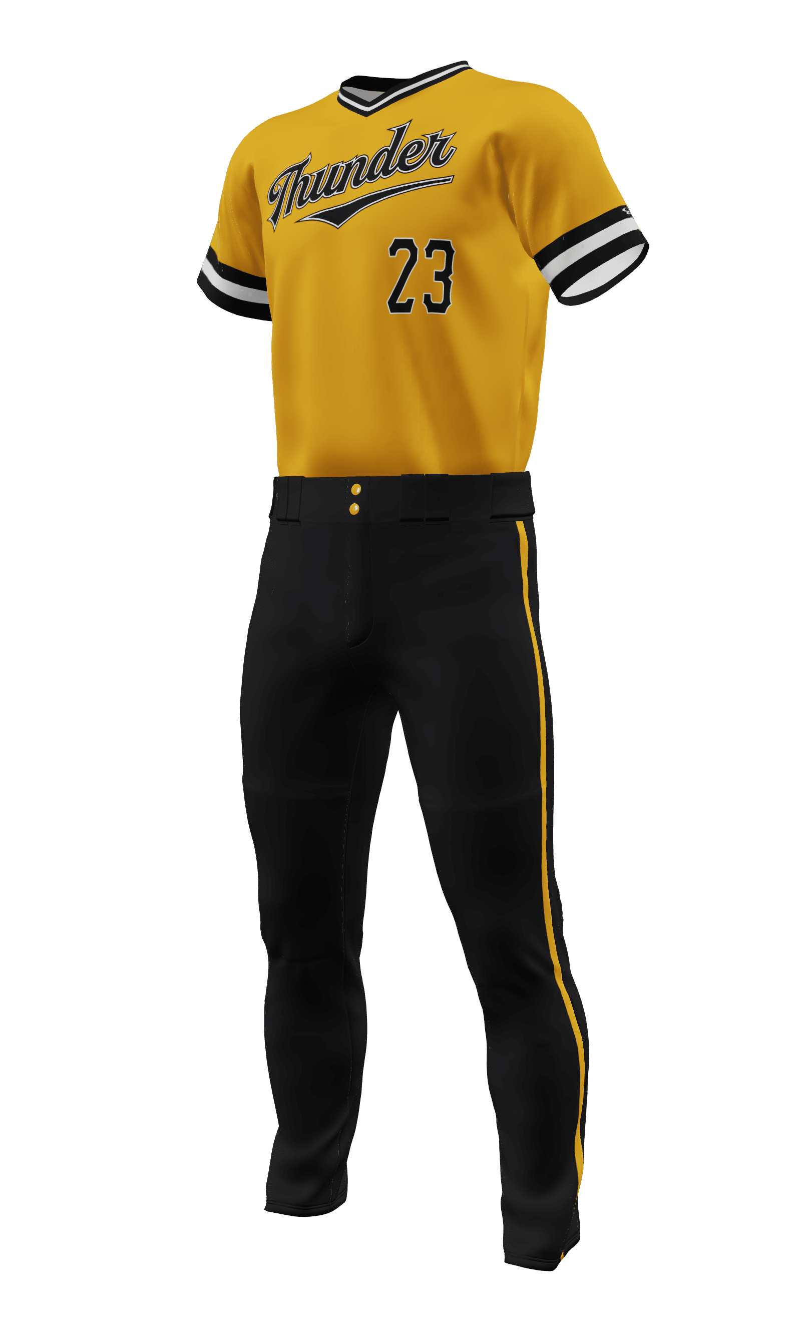 Left Yellow Thunder V Neck Short Sleeve Jersey & Pant