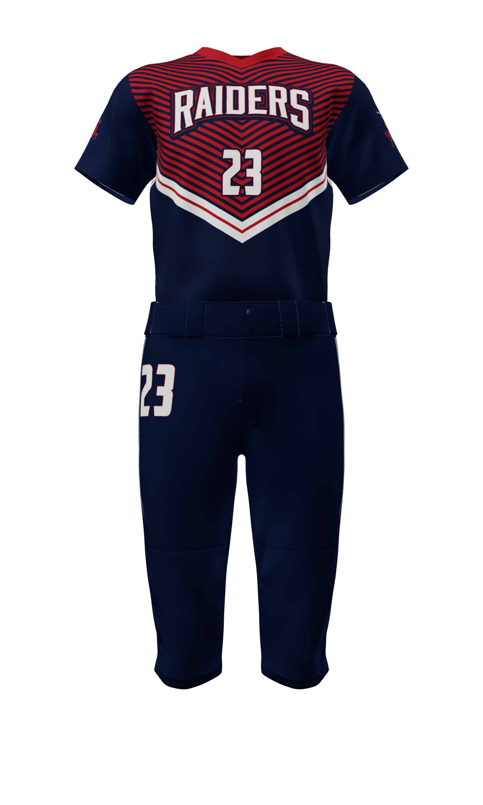 Front Navy Raiders V Neck Short Sleeve Jersey & Knicker