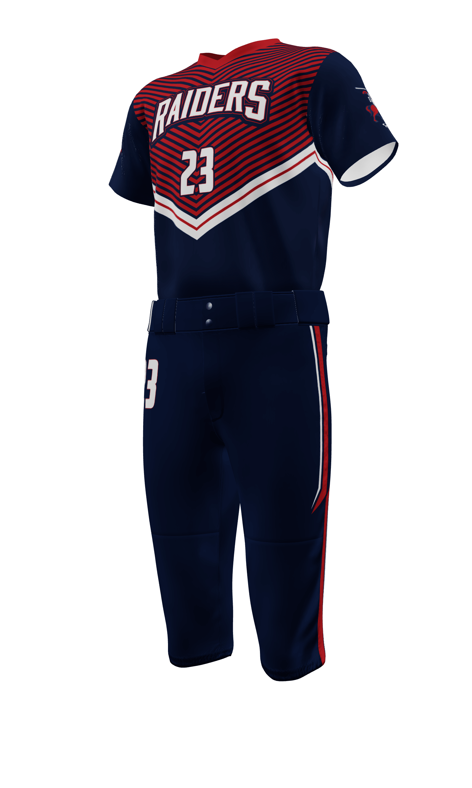 Left Navy Raiders V Neck Short Sleeve Jersey & Knicker