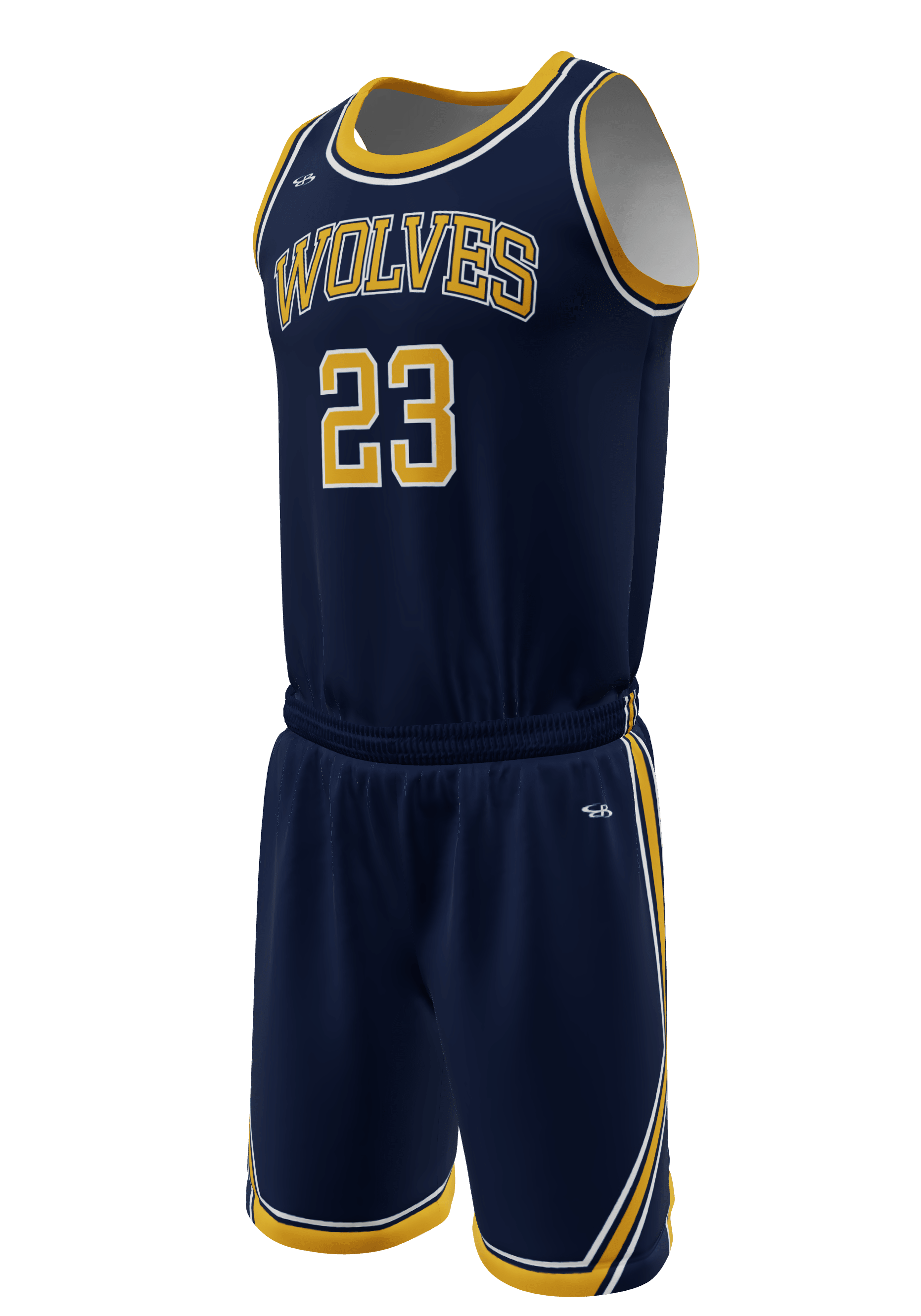 Crew Neck Wolves Jersey and Shorts 3/4 View Left