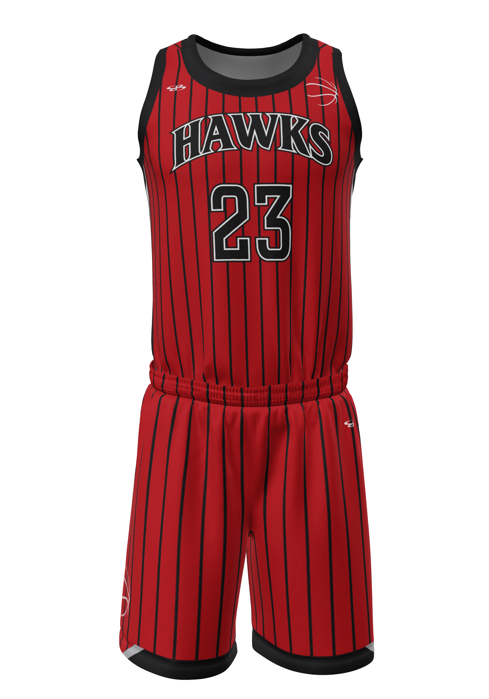 Crew Neck Hawks Jersey and Shorts 3/4 Front