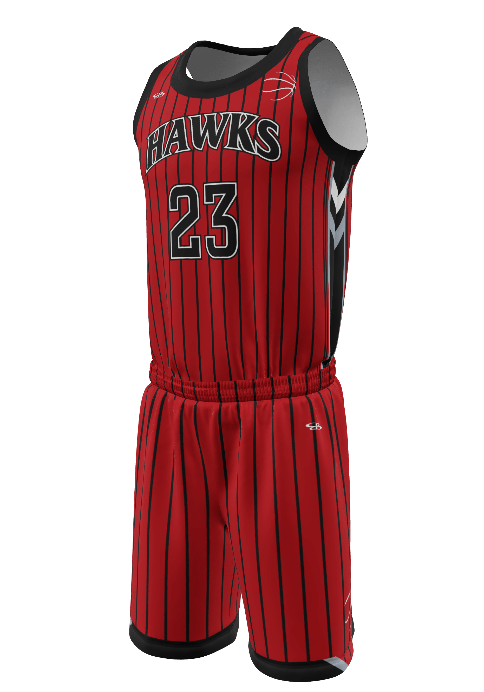Crew Neck Hawks Jersey and Shorts 3/4 View Left