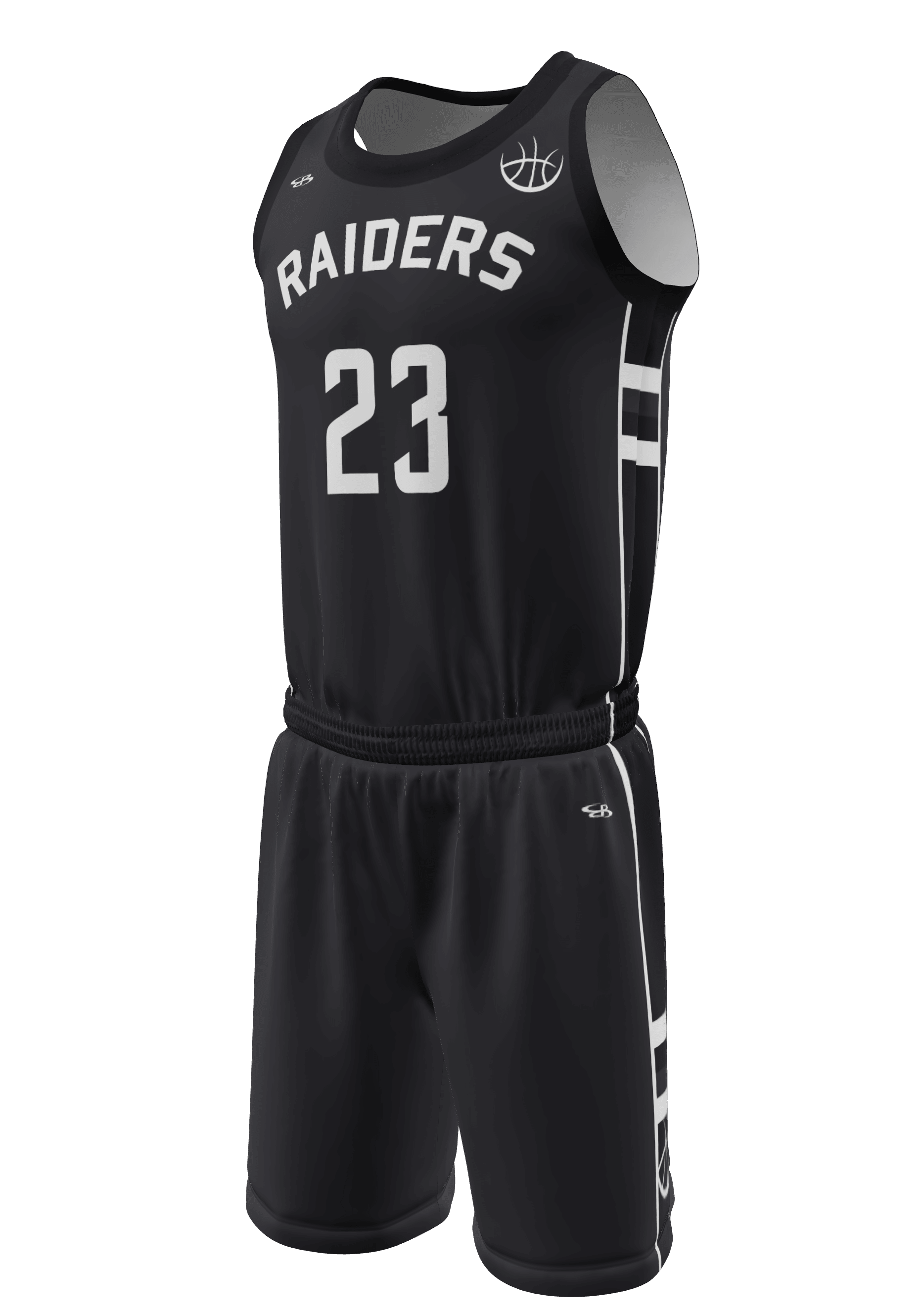 Crew Neck Raiders Jersey and Shorts 3/4 View Left