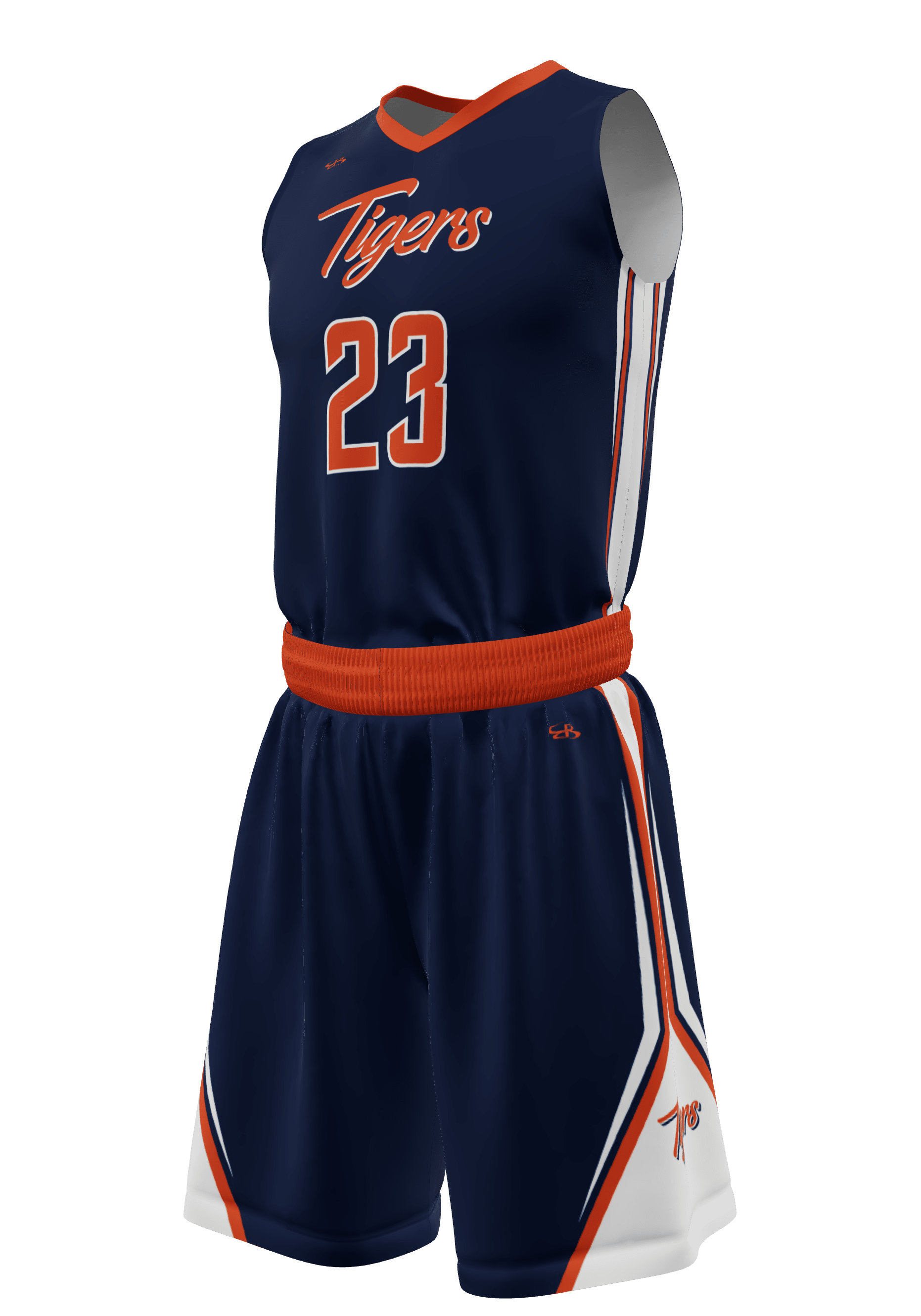 V-Neck Tigers Jersey and Shorts 3/4 View Left