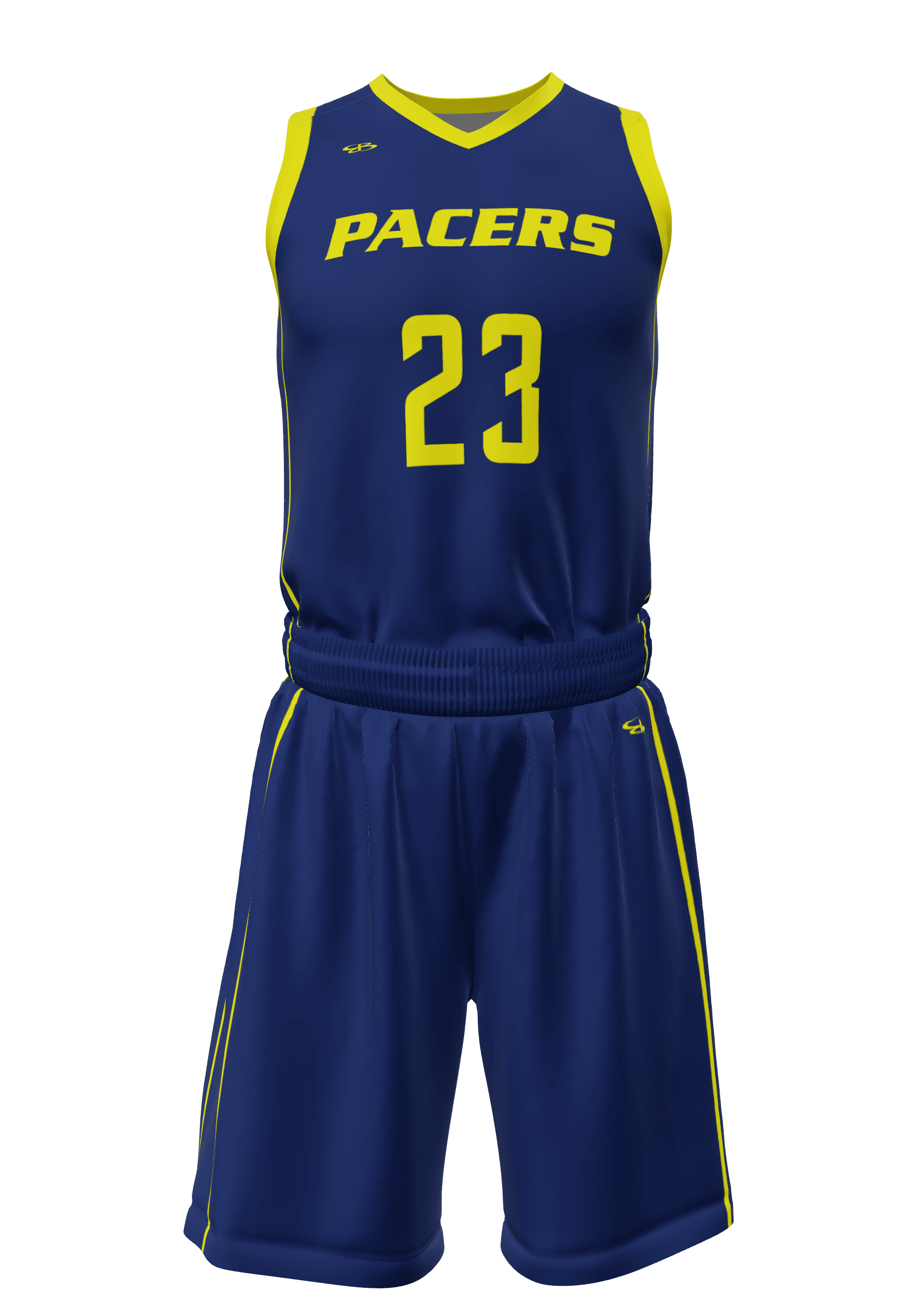V-Neck Pacers Jersey and Shorts Front View