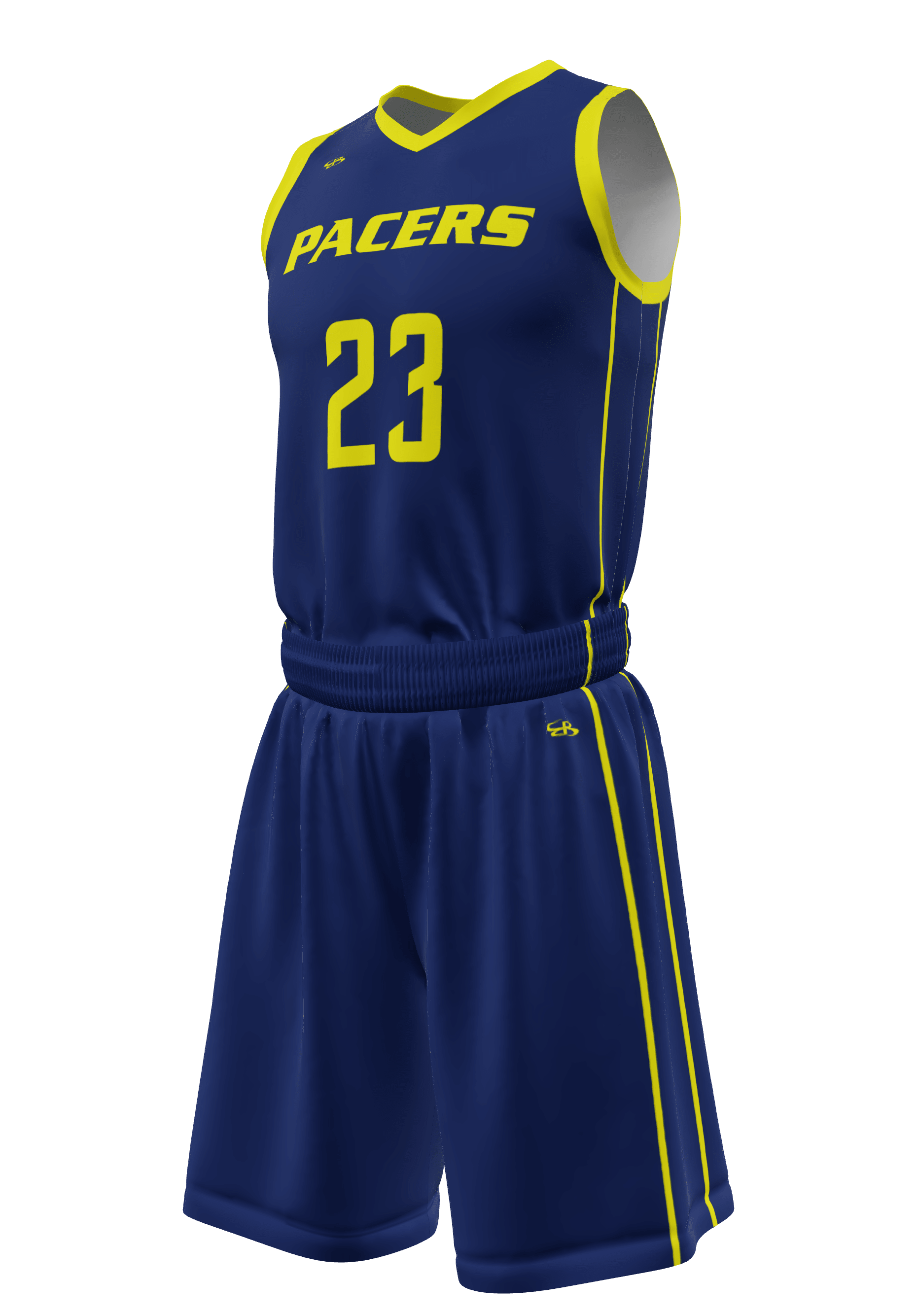 V-Neck Pacers Jersey and Shorts 3/4 View