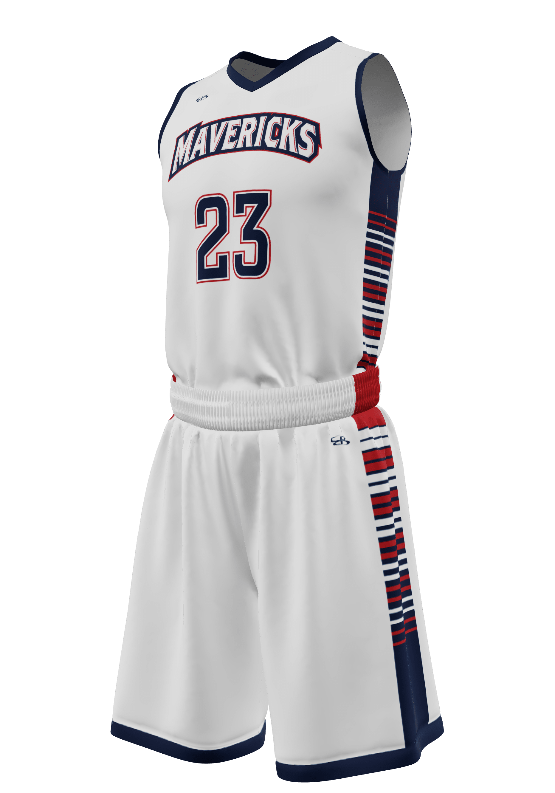 V-Neck Mavericks Jersey and Shorts 3/4 View Left