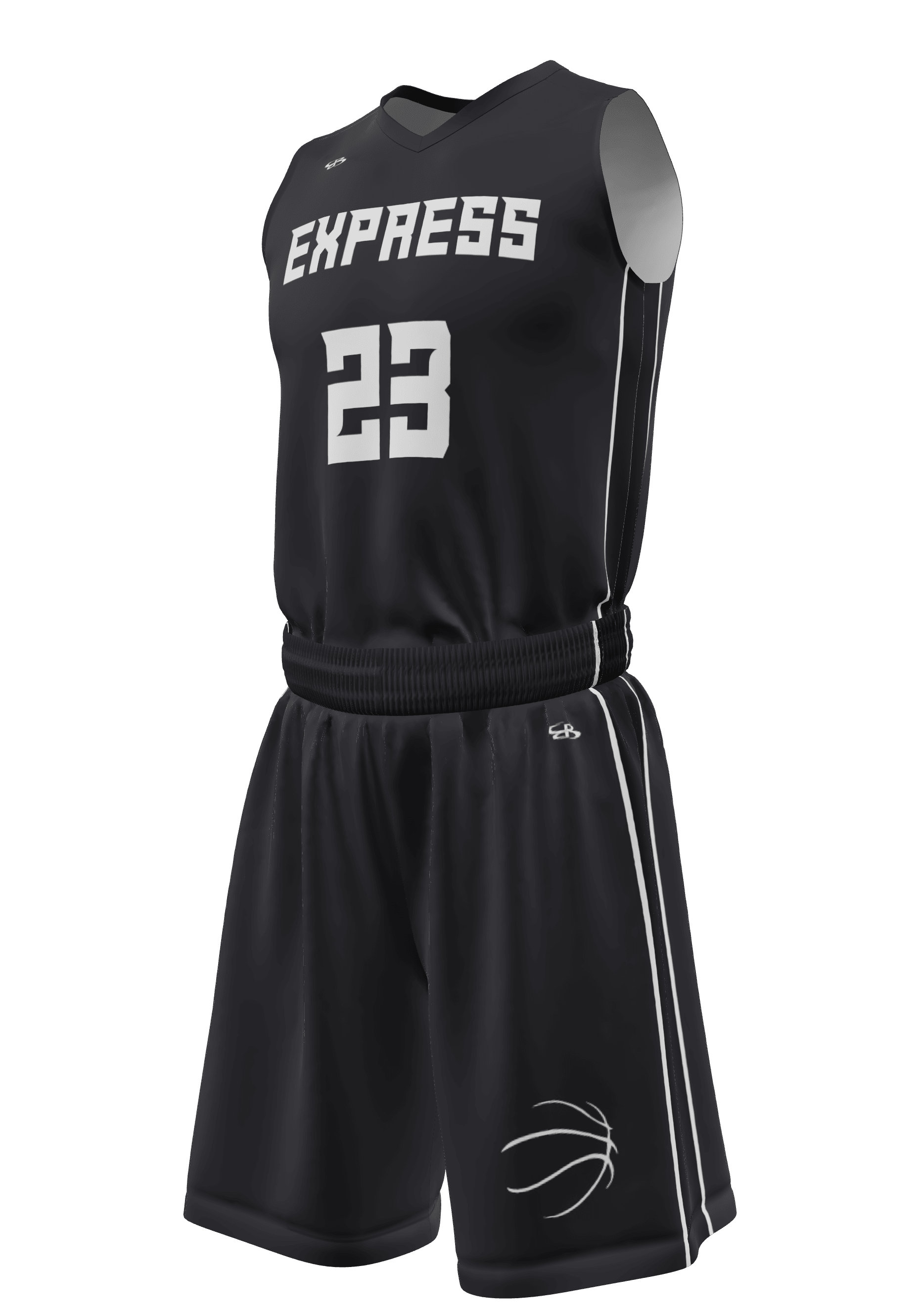 V-Neck Express Jersey and Shorts 3/4 View Left