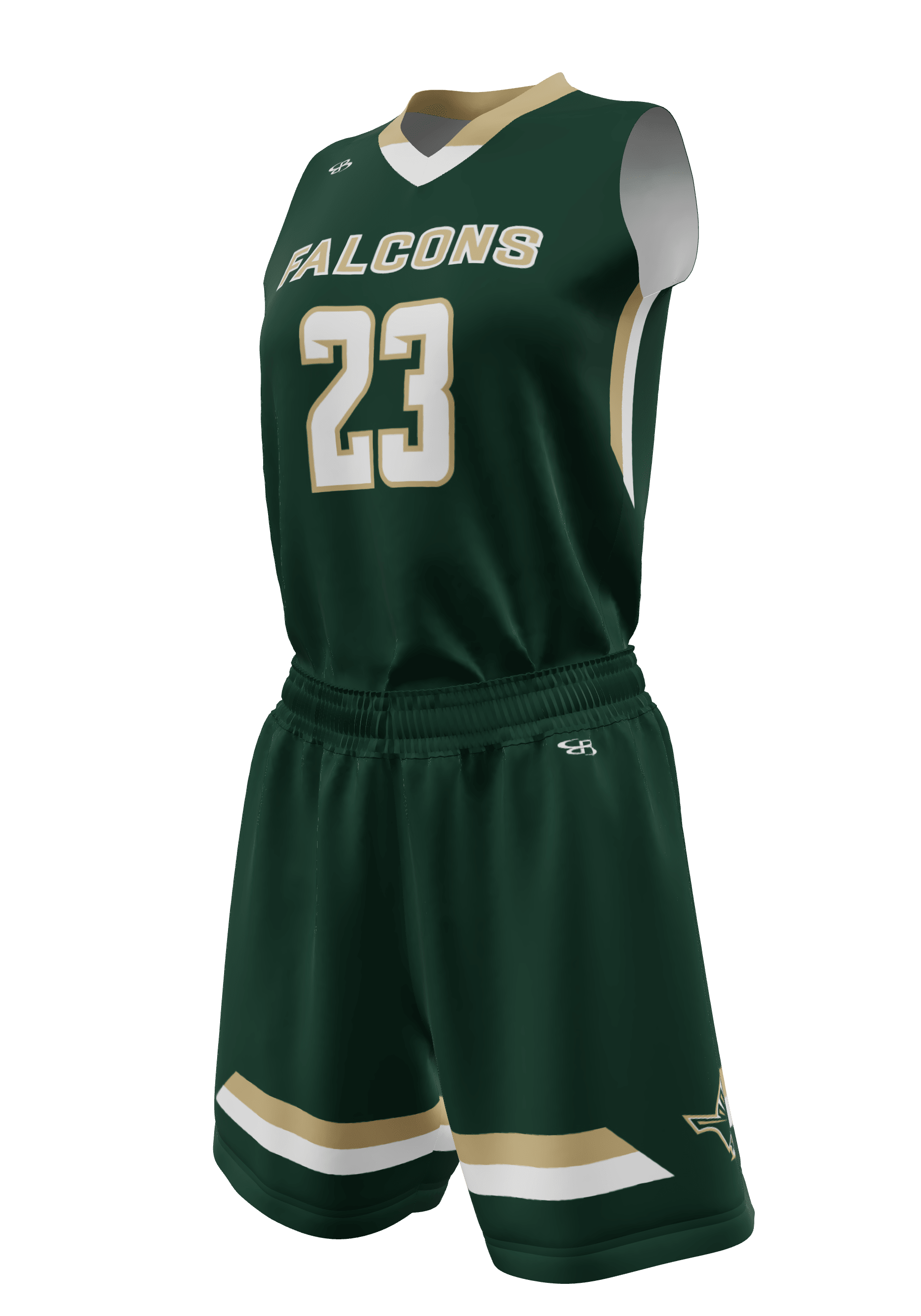 V-Neck Falcons Jersey and Shorts 3/4 View Left