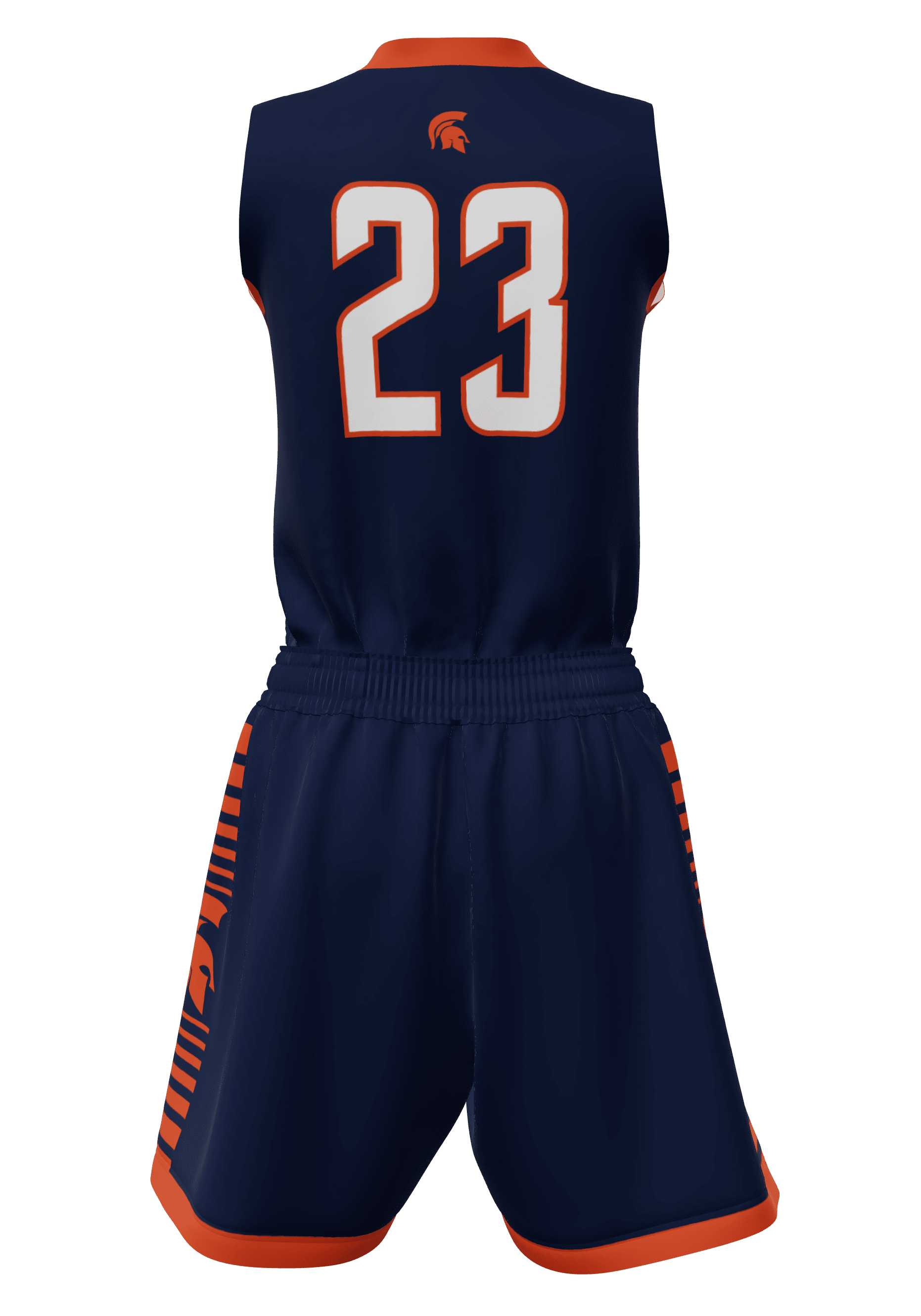 V-Neck Spartans Jersey and Shorts Back View