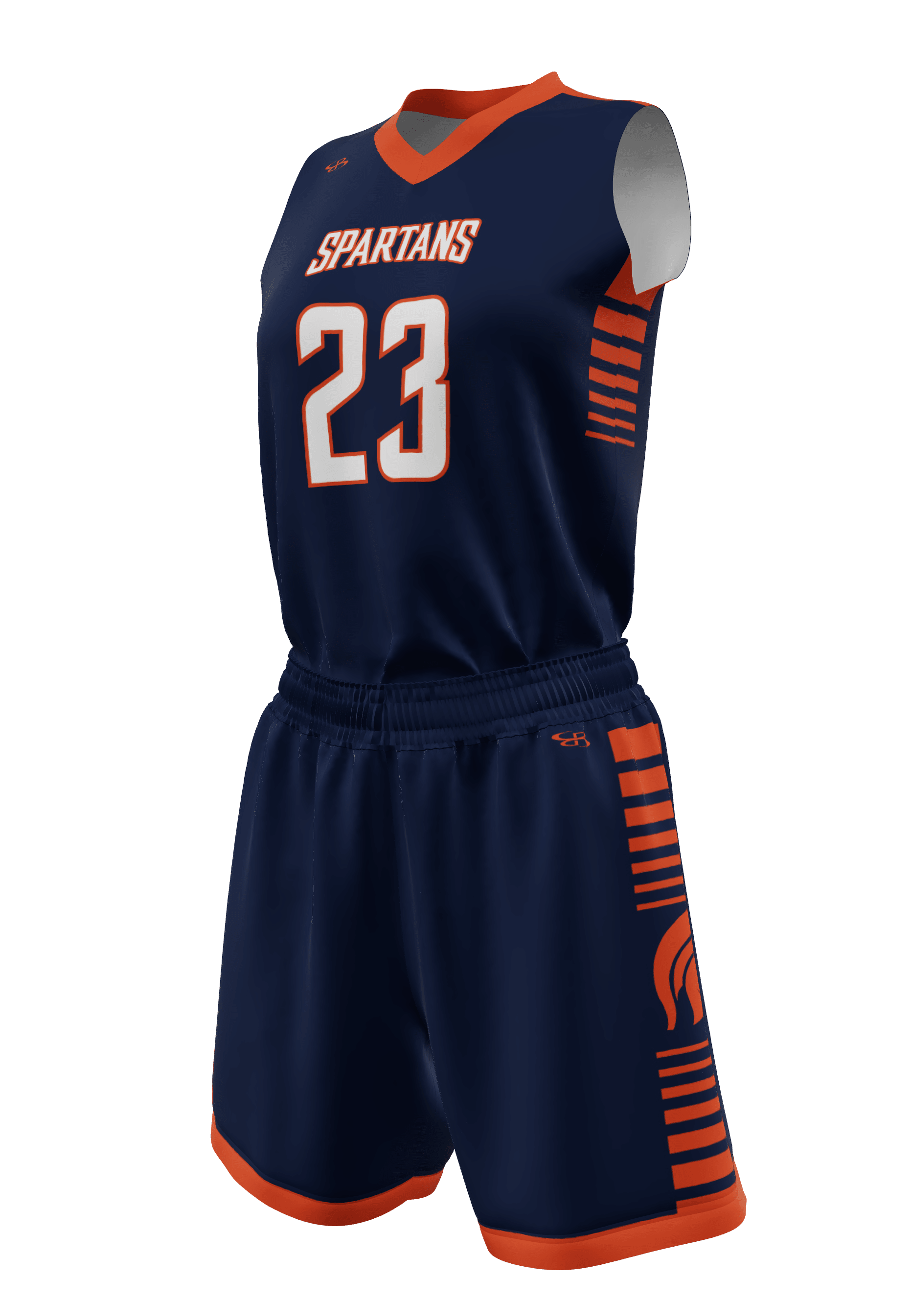 V-Neck Spartans Jersey and Shorts 3/4 View Left