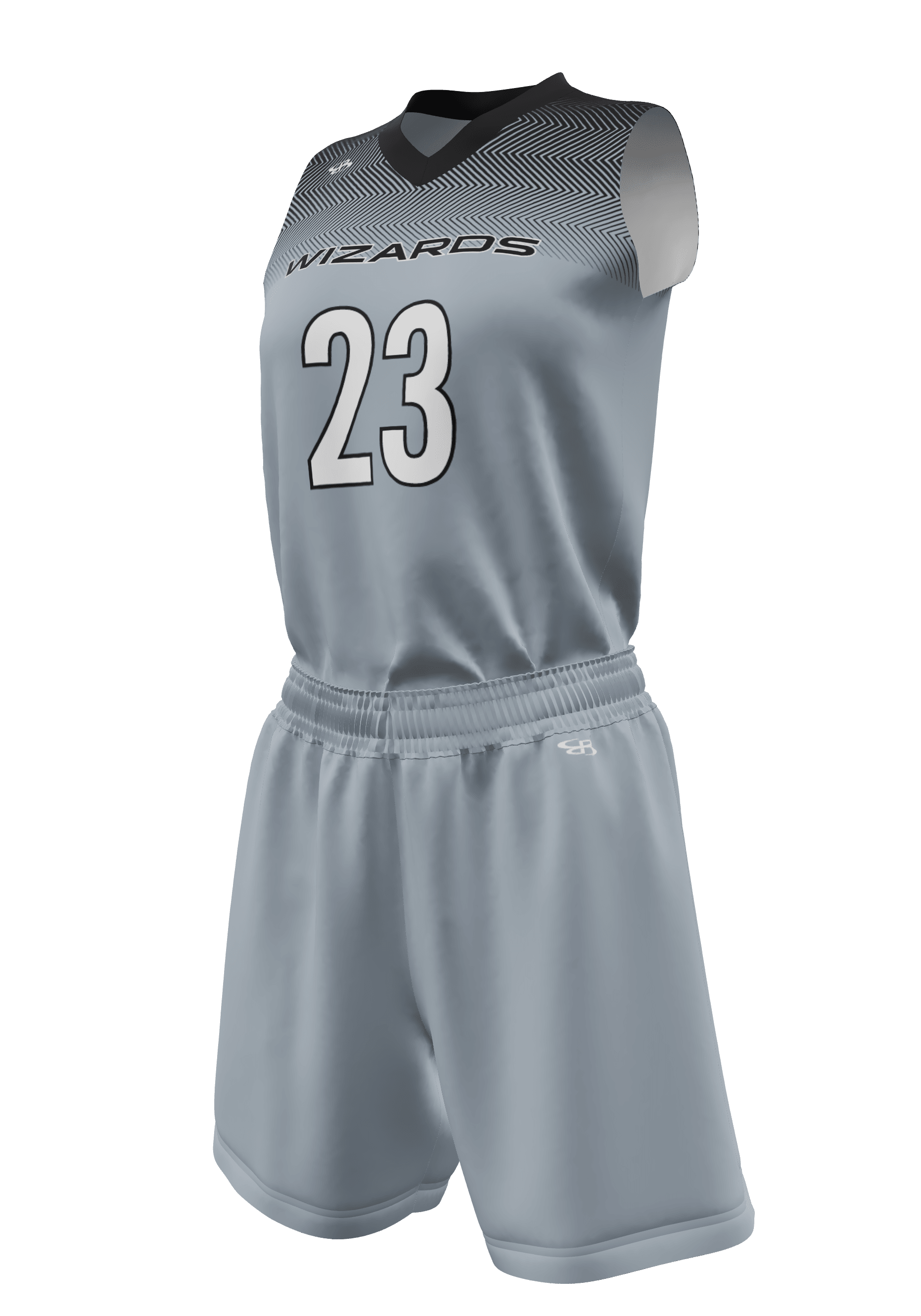 V-Neck Wizards Jersey and Shorts 3/4 View Left