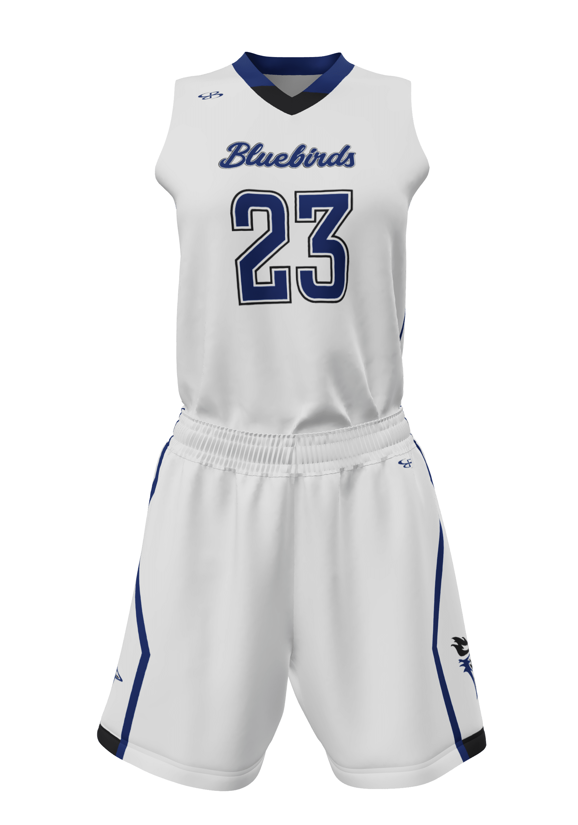 V-Neck Bluebirds Jersey and Shorts Front View
