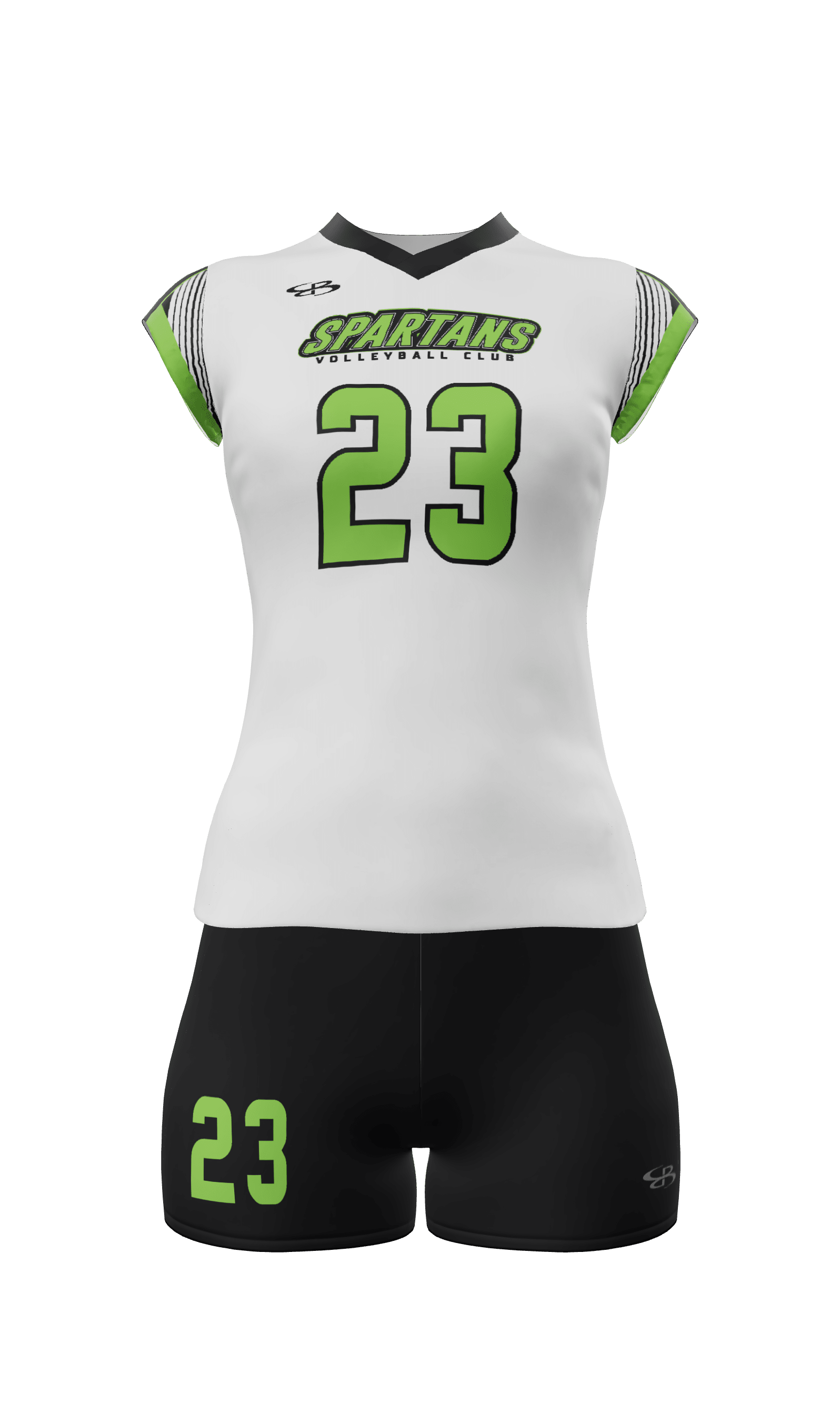 Cap Sleeve Spartans Jersey and Attack 4 Inch Short Front View