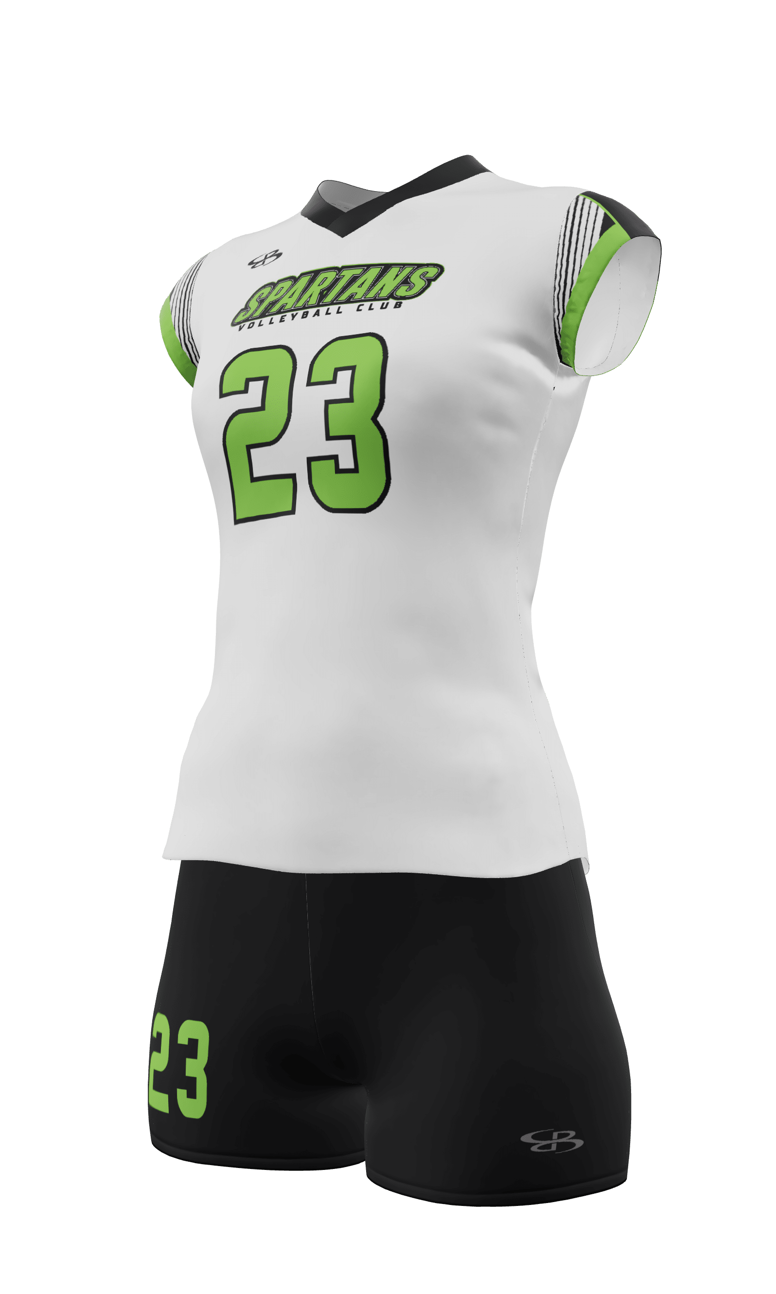 Cap Sleeve Spartans Jersey and Attack 4 Inch Short 3/4 View Left